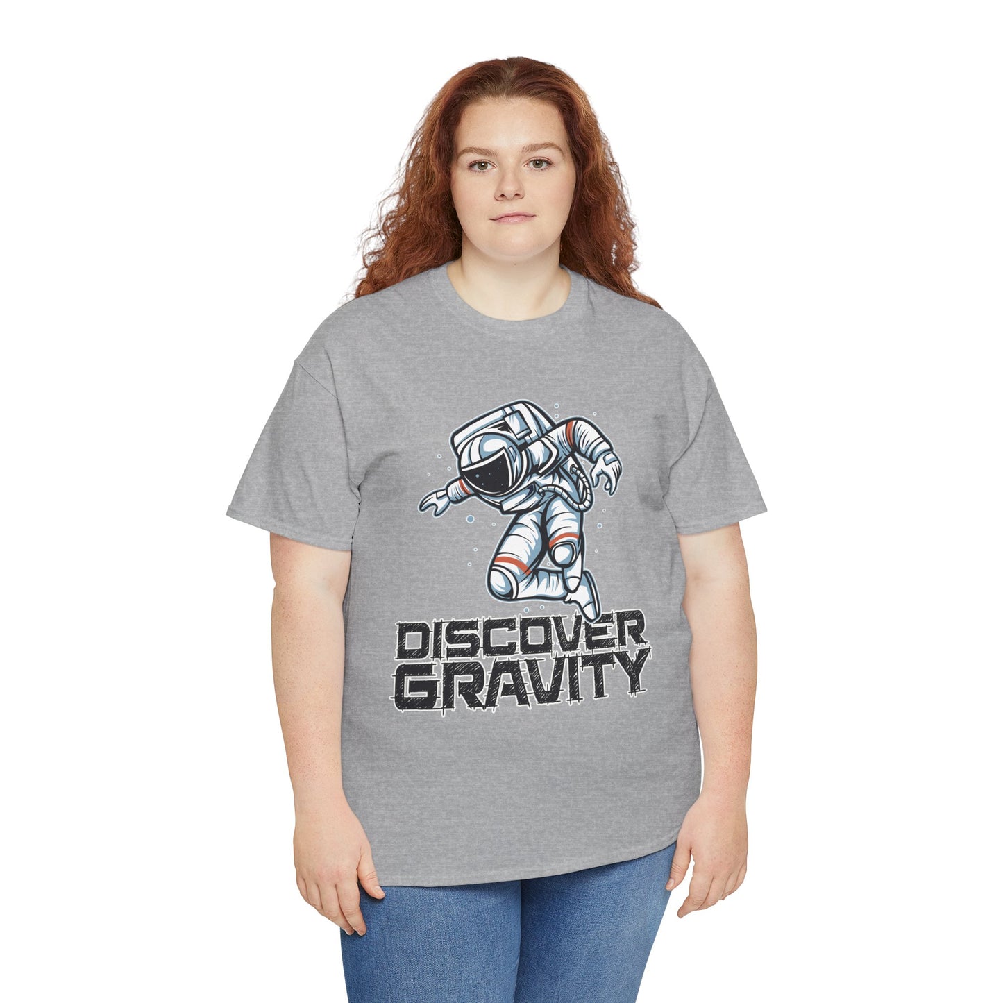 Discover Gravity. Unisex Heavy Cotton Tee - Fun Astronaut, Astronomy Graphic Tee - Unisex graphic design, png Express Delivery available