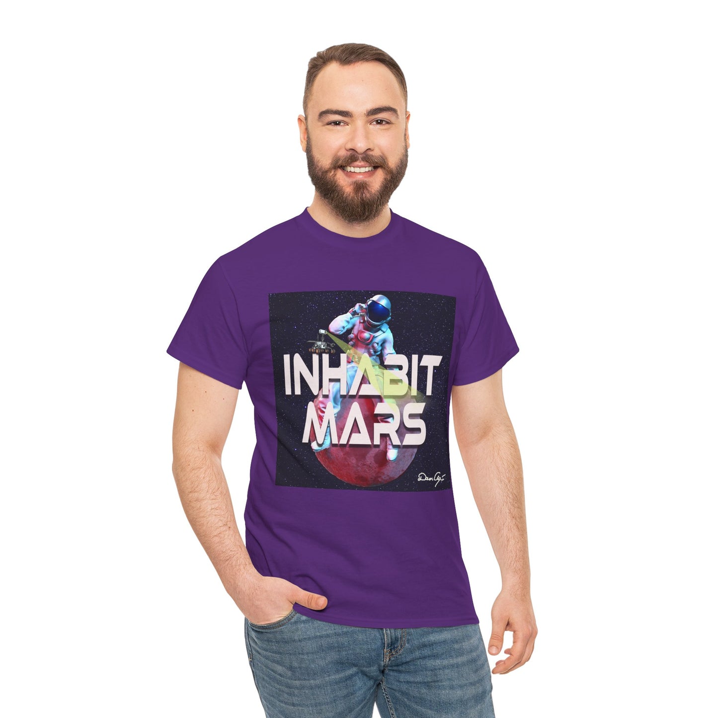Inhabit Mars, Unisex Heavy Cotton Tee, Space, SpaceX, Universe, UFO, multiverse, graphic design, png, graphic design, t-shirts, tee