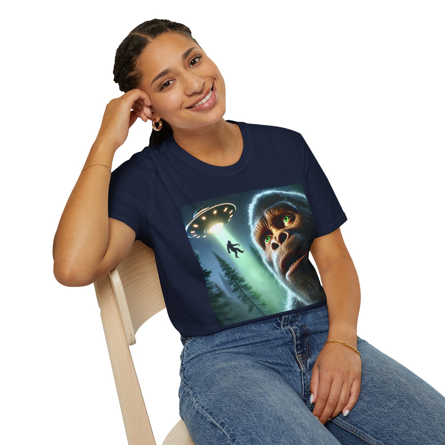 Bigfoot UFO Unisex T-Shirt, Funny Graphic Tee, Gift for Alien Lovers, Unique Summer Shirt, Casual Everyday Wear, t-shirt, tshirts, party