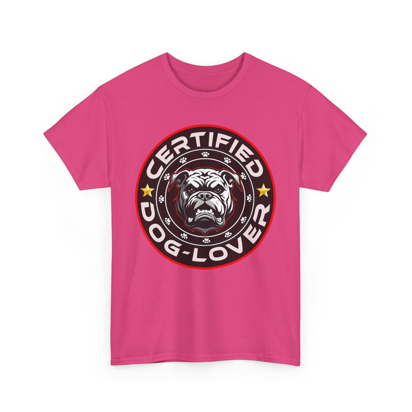 Certified Dog Lover Unisex Tee - Bulldog Print Design, GraphicTees, t-shirt, tshirt, png