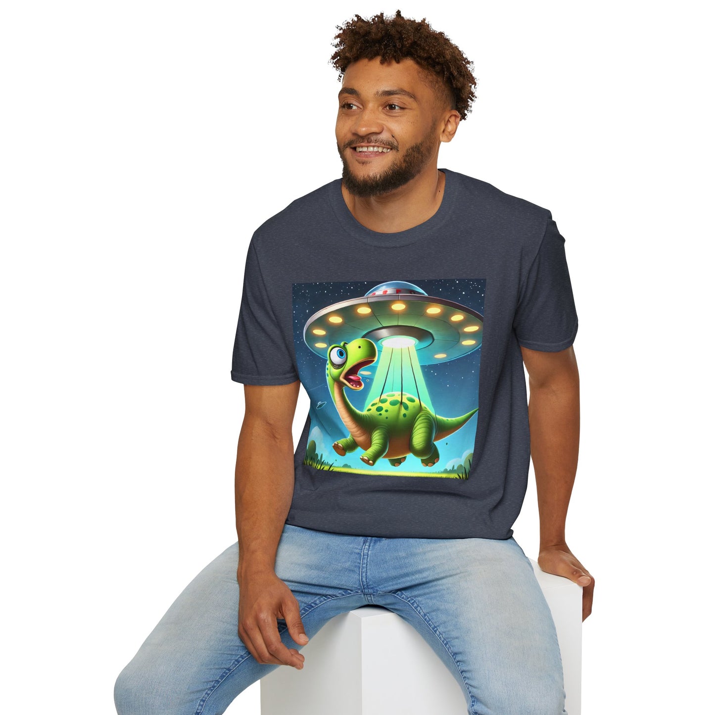 Cute Alien Dinosaur Unisex T-Shirt, Fun Graphic Tee, Kids & Adults, Space Theme, Playful Gift Idea, Birthday, Casual Wear
