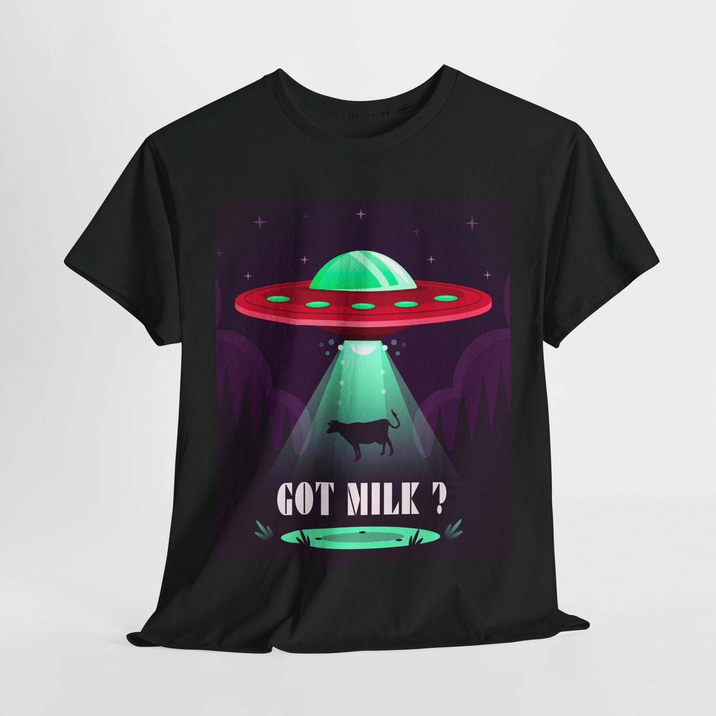 Got Milk? Unisex Heavy Cotton Tee, UFO abduction, comedy, funny, t-shirt, t-shirt, graphic design, tee, png