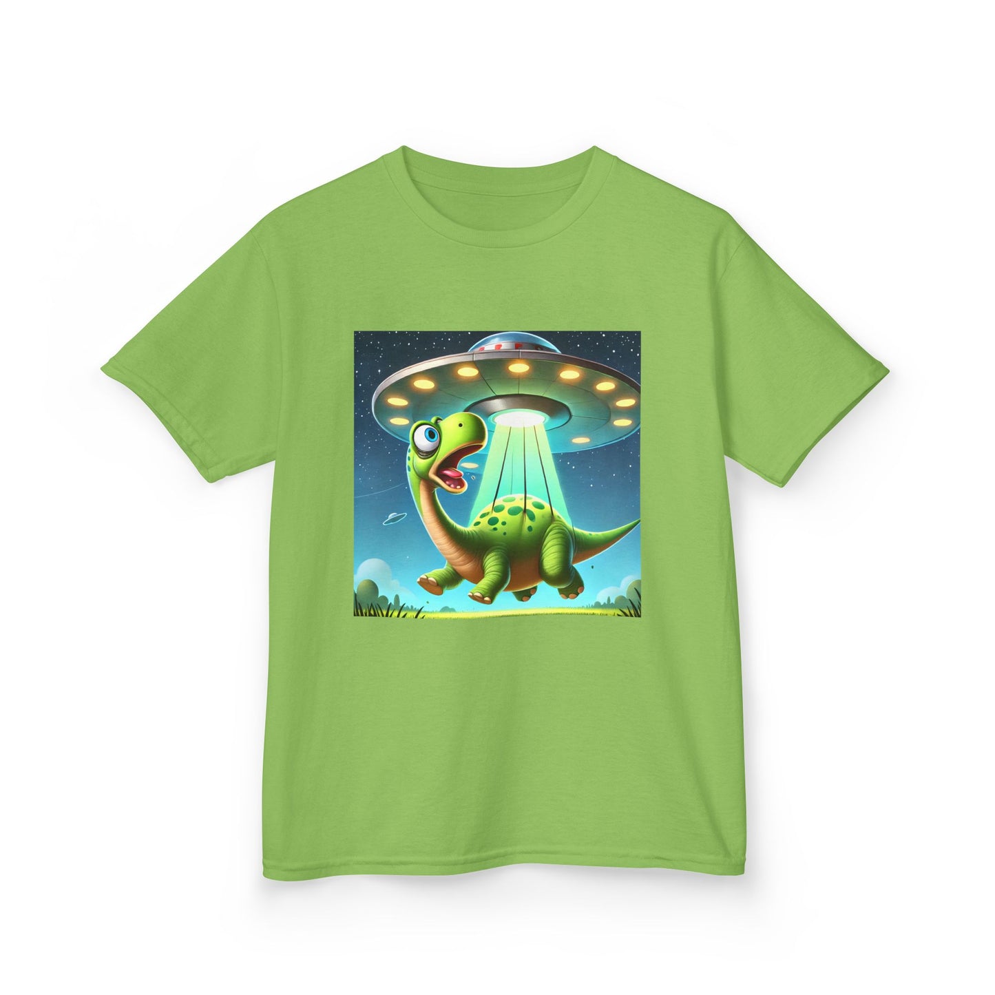 Dinosaur UFO Kids Tee, Fun Graphic Shirt for Boys and Girls, Perfect for Birthdays, Parties, Casual Wear, Gifts, tshirt, t-shirt