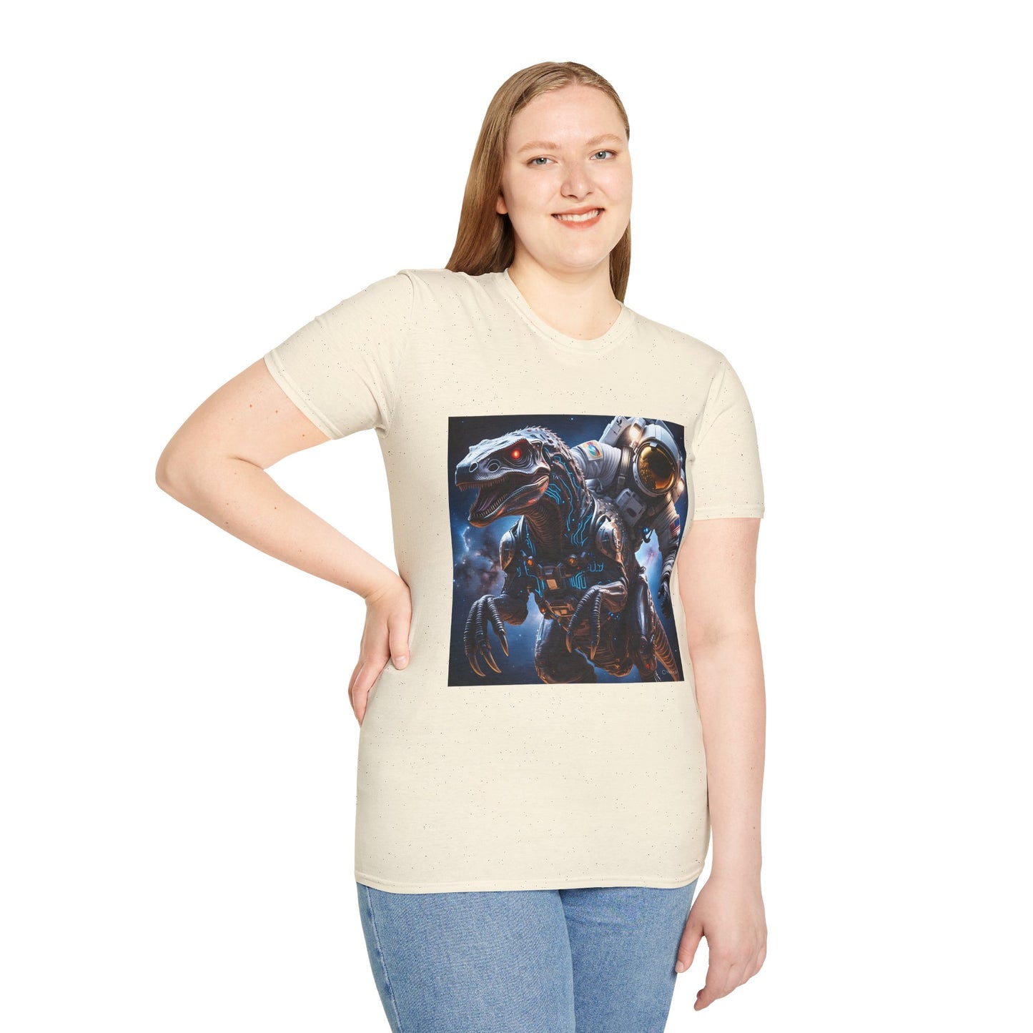 Space Dinosaur Unisex Softstyle T-Shirt, Fun Gift for Kids, Science Fiction Tee, Unique Graphic Shirt, Cool Outfit for Parties, t-shirt, tshirt, png