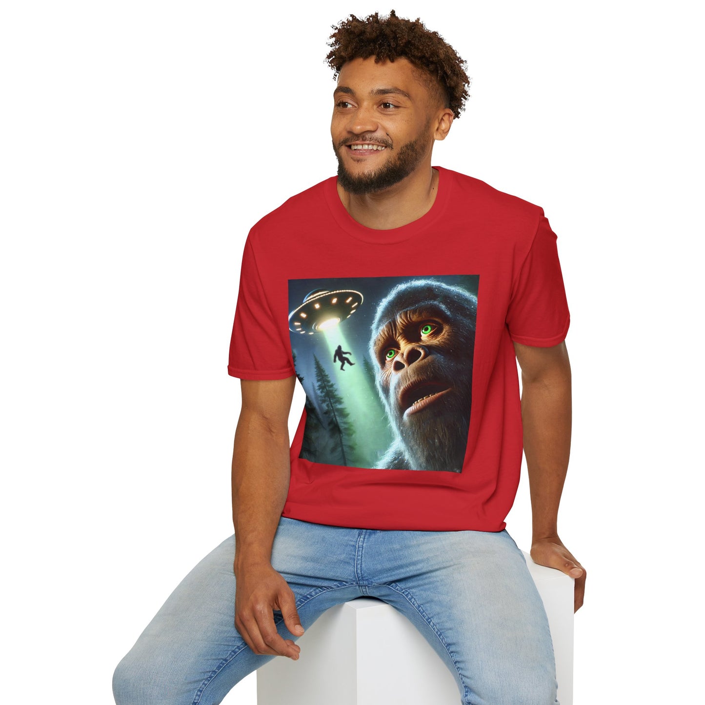 Bigfoot UFO Unisex T-Shirt, Funny Graphic Tee, Gift for Alien Lovers, Unique Summer Shirt, Casual Everyday Wear, t-shirt, tshirts, party