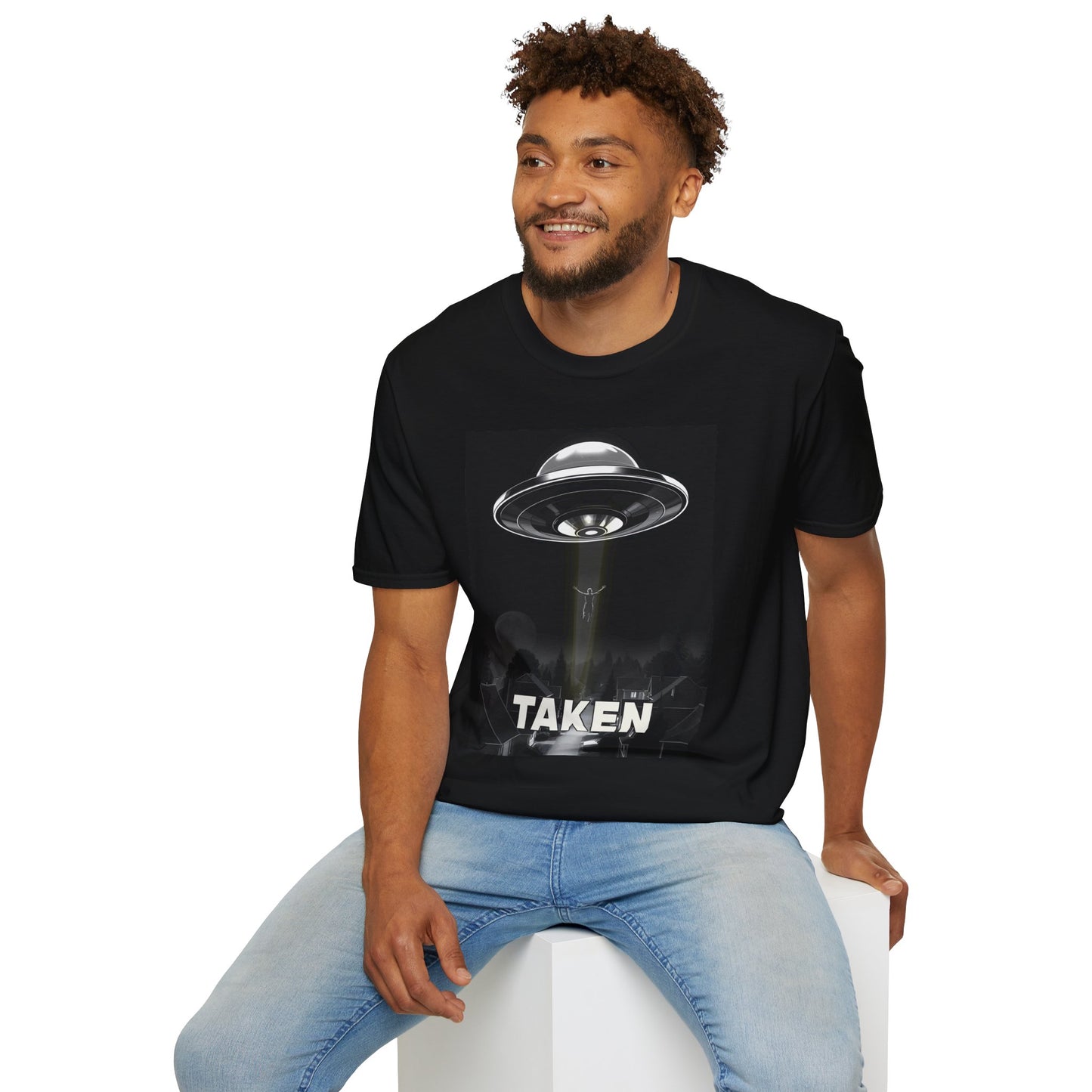 Taken 3, Alien Theme Unisex Softstyle T-Shirt, Fun Graphic Tee for UFO Lovers, Great for Casual Wear, Gifts for Sci-Fi Fans, Cool Shirt