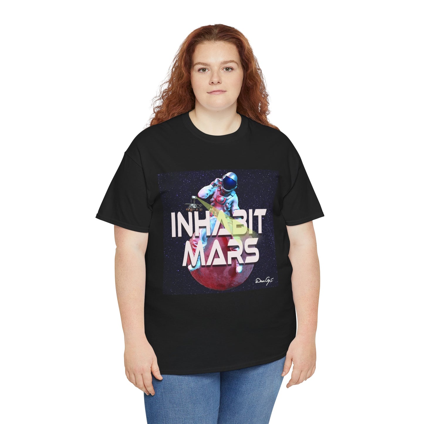 Inhabit Mars, Unisex Heavy Cotton Tee, Space, SpaceX, Universe, UFO, multiverse, graphic design, png, graphic design, t-shirts, tee