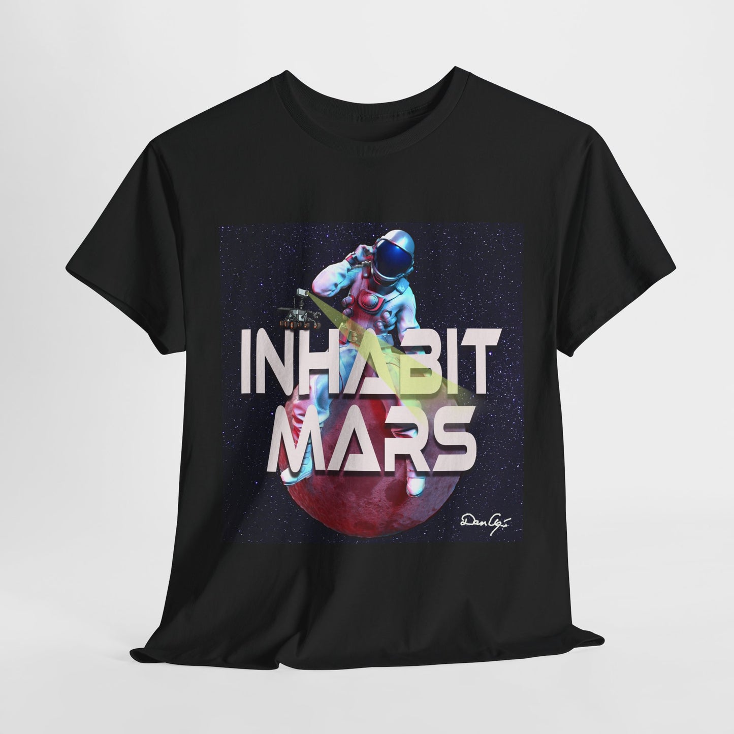 Inhabit Mars, Unisex Heavy Cotton Tee, Space, SpaceX, Universe, UFO, multiverse, graphic design, png, graphic design, t-shirts, tee