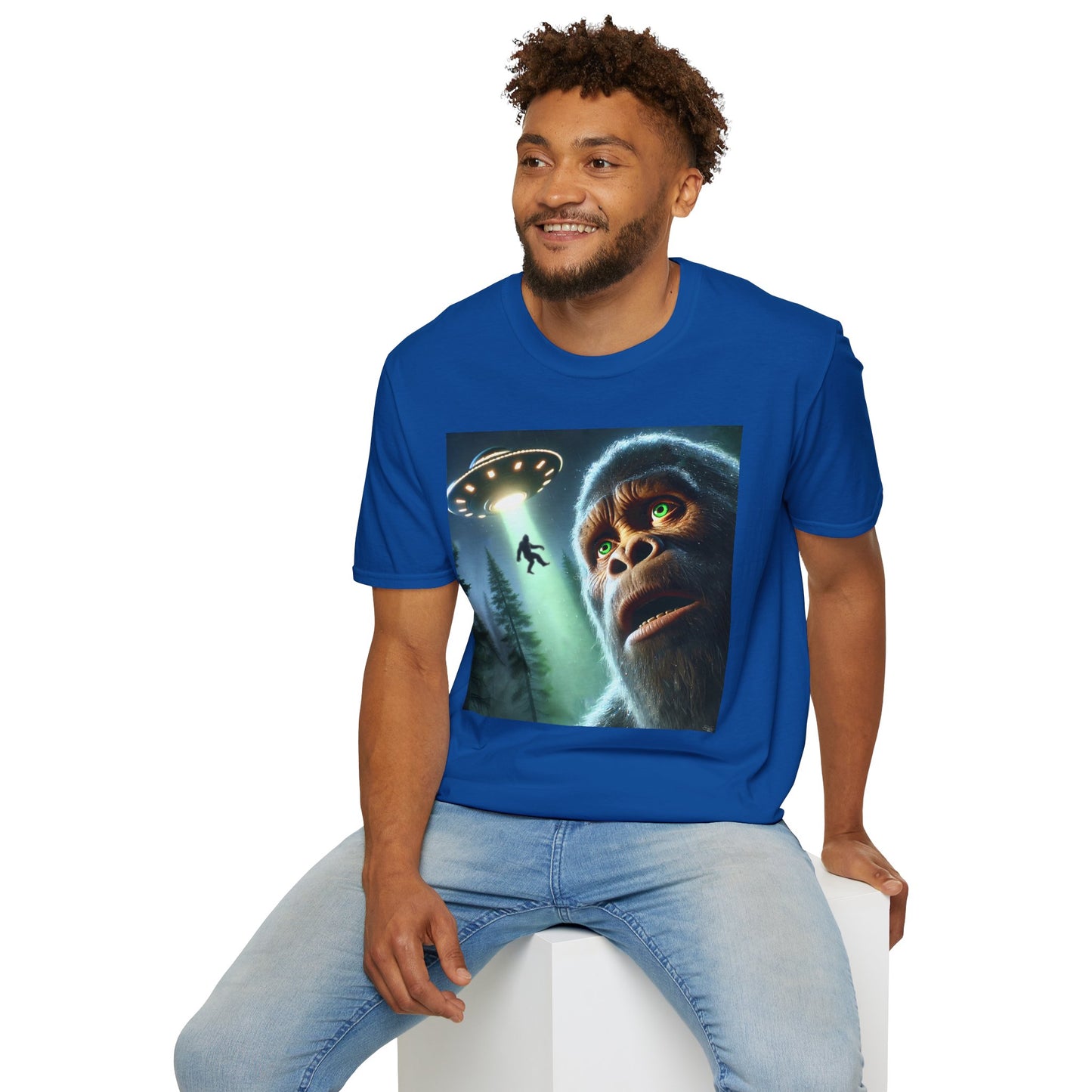 Bigfoot UFO Unisex T-Shirt, Funny Graphic Tee, Gift for Alien Lovers, Unique Summer Shirt, Casual Everyday Wear, t-shirt, tshirts, party
