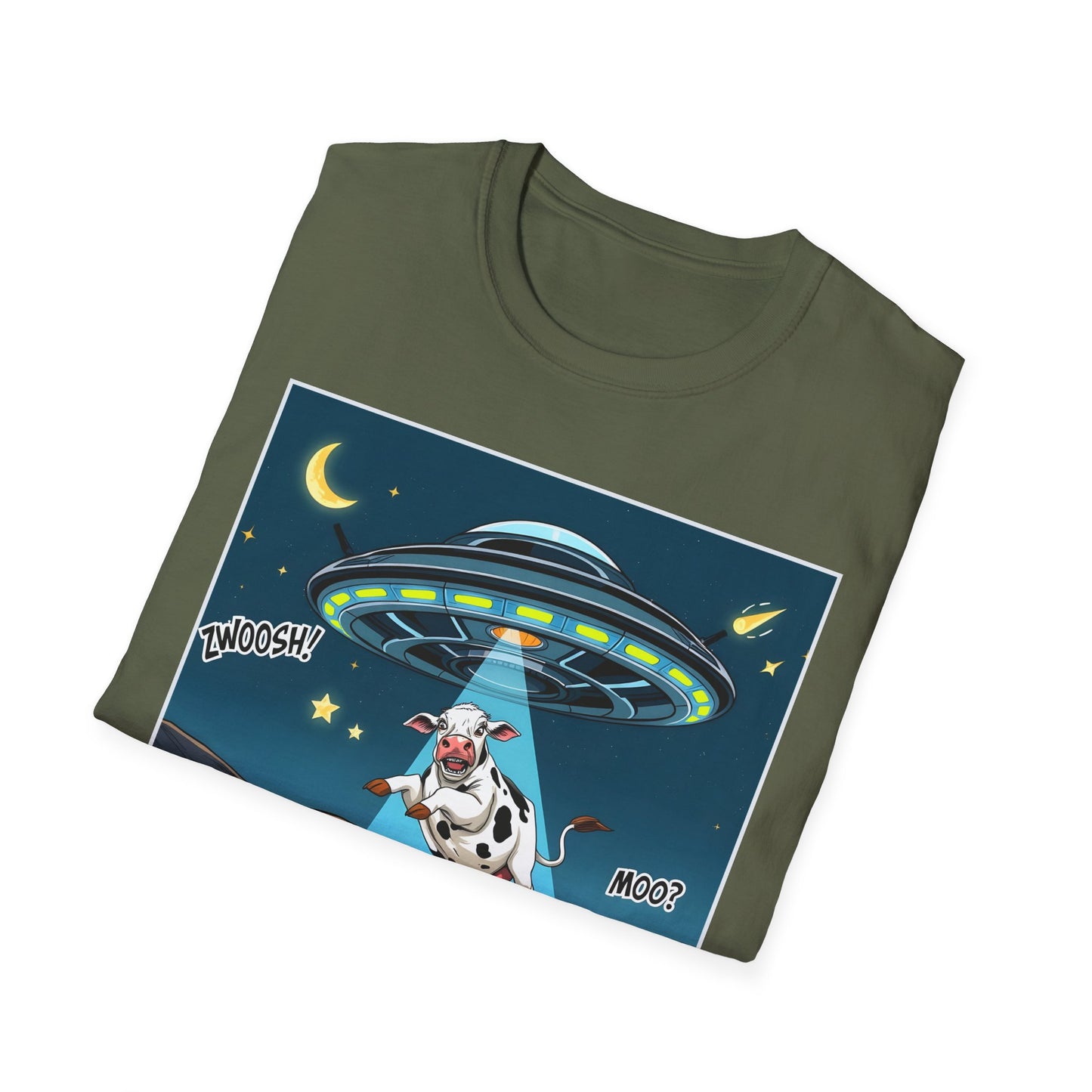Got Milk? Cow UFO Unisex Softstyle T-Shirt – Fun Graphic Tee for Dairy Lovers, graphic tees, t-shirt, tshirt, graphic design, png