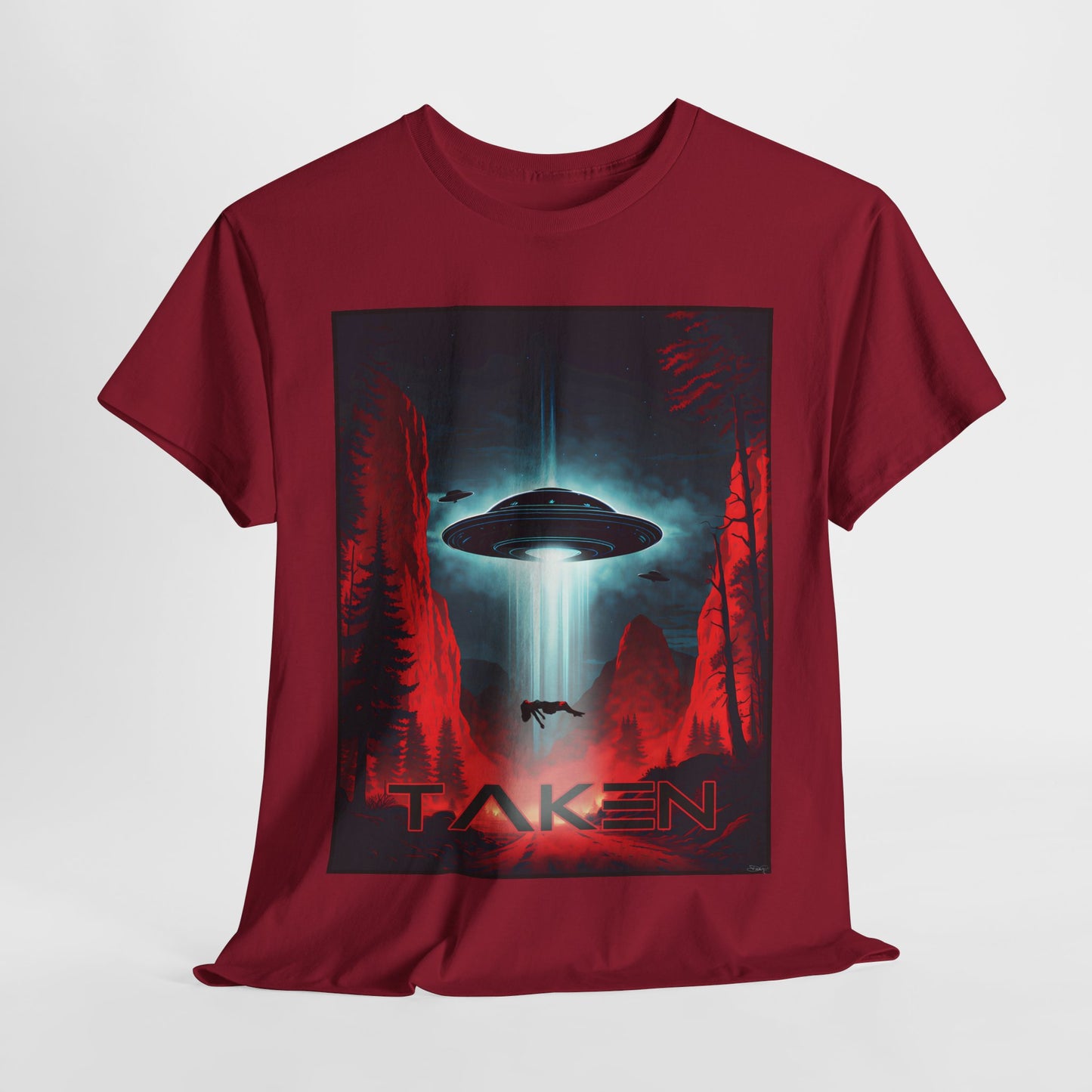 Taken, Unisex Heavy Cotton Tee, UFO inspired t-shirt, graphic design, art, png, t-shirts, tshirts, tee