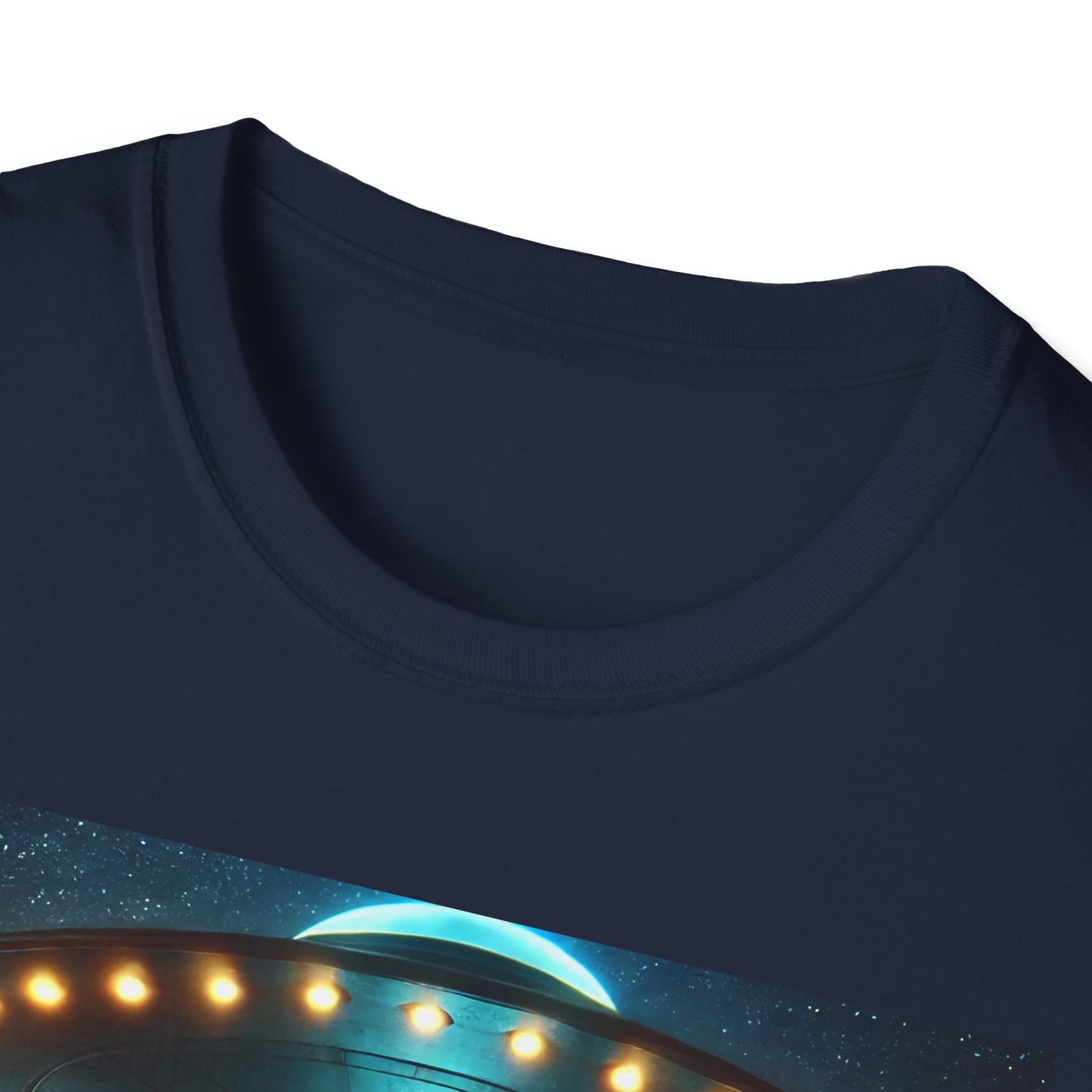 Alien Encounter Unisex Softstyle T-Shirt | Sci-Fi Fan Gift, Superhero Tee, UFO Shirt, Casual Wear, Unique Graphic T-Shirt