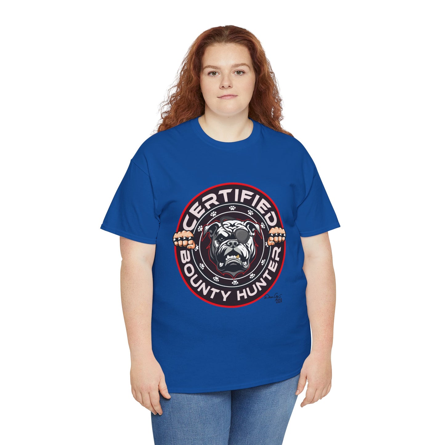Certified Bounty Hunter, Unisex Heavy Cotton Tee, comedy, bulldog, print design, png, GraphicTees