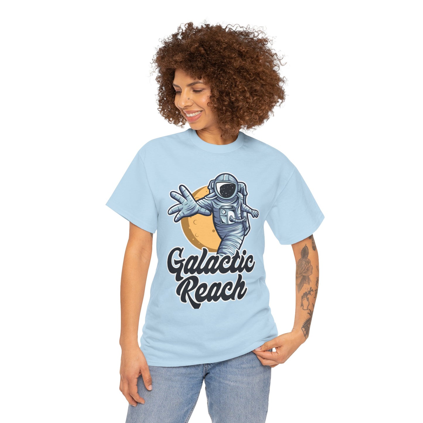 Galactic Reach, Astronaut, Unisex Heavy Cotton Tee, Express Delivery available, graphic design, png