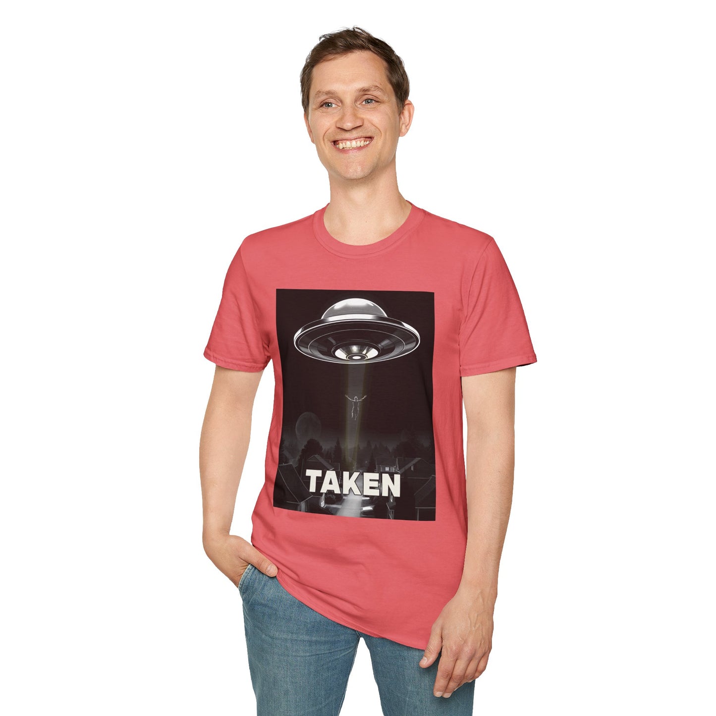 Taken 3, Alien Theme Unisex Softstyle T-Shirt, Fun Graphic Tee for UFO Lovers, Great for Casual Wear, Gifts for Sci-Fi Fans, Cool Shirt