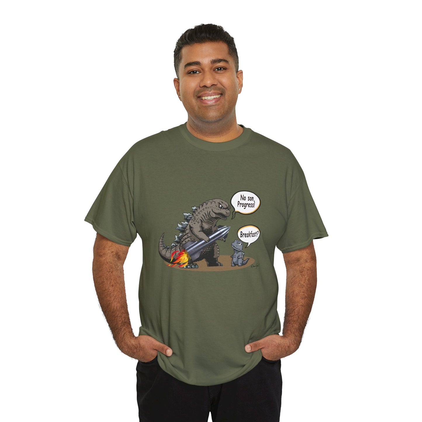 Godzilla, Son and SpaceX, Unisex Heavy Cotton Tee, print design, t-shirt, t-shirts, t-shirts, png, funny, cartoons, tee