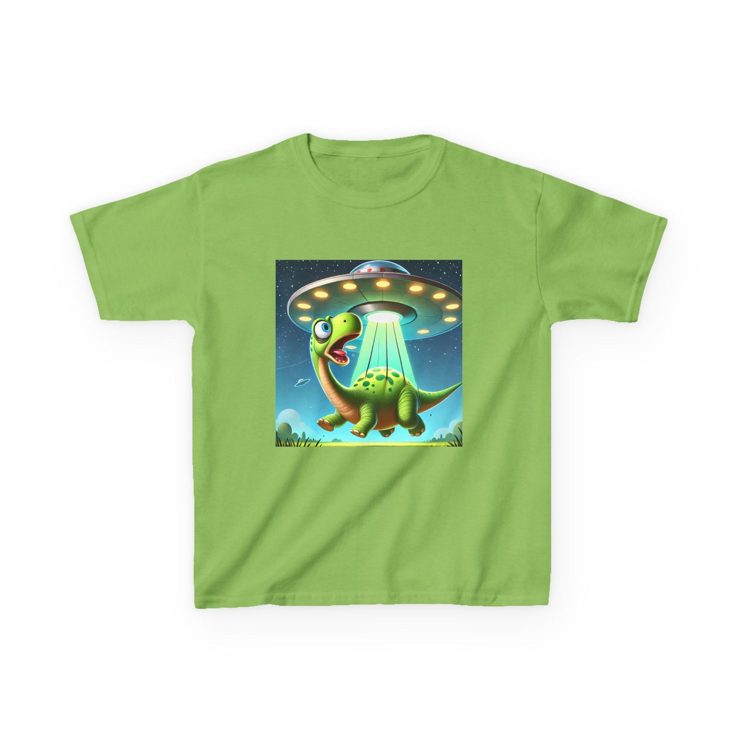 Dinosaur UFO Kids Tee, Fun Graphic Shirt for Boys and Girls, Perfect for Birthdays, Parties, Casual Wear, Gifts, tshirt, t-shirt