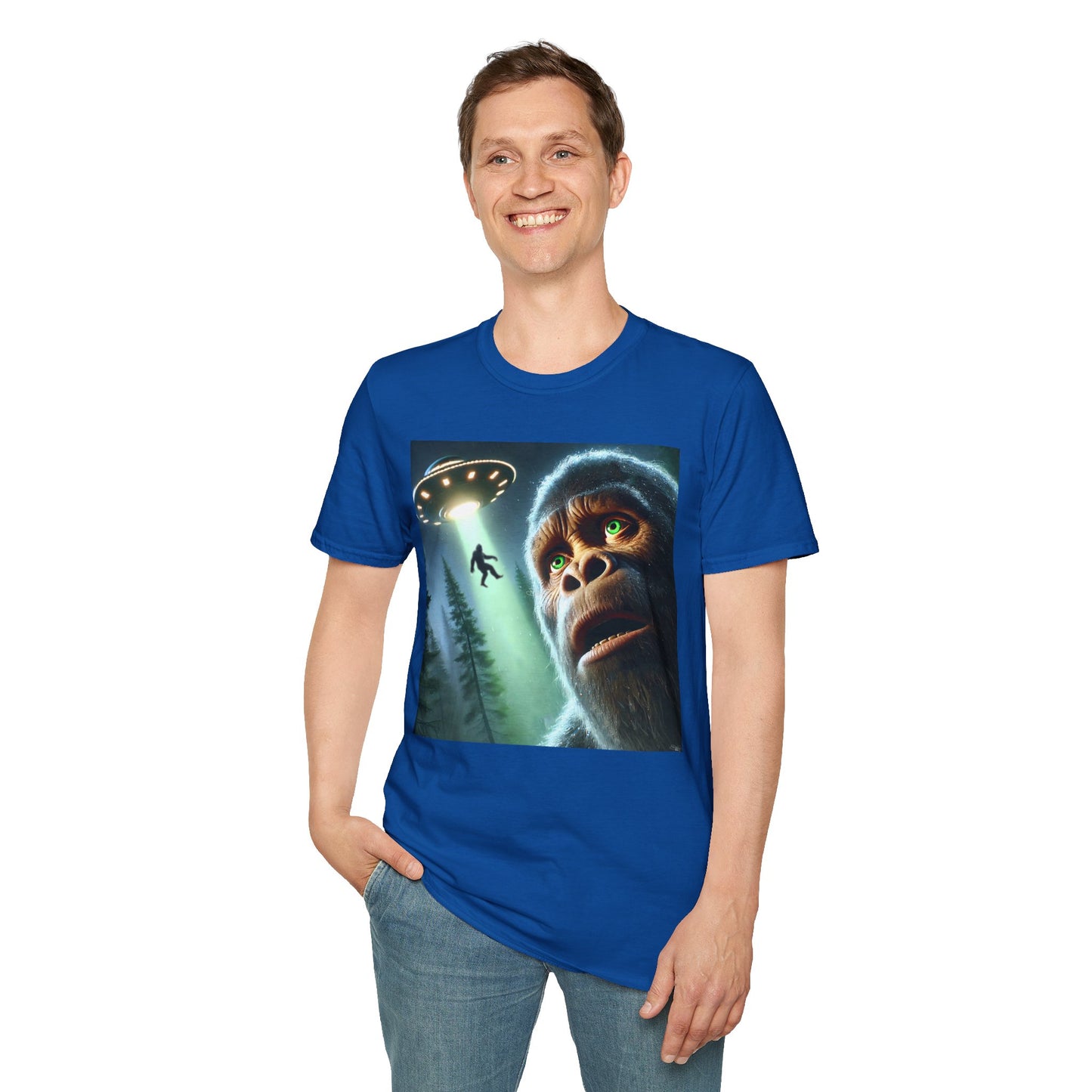 Bigfoot UFO Unisex T-Shirt, Funny Graphic Tee, Gift for Alien Lovers, Unique Summer Shirt, Casual Everyday Wear, t-shirt, tshirts, party