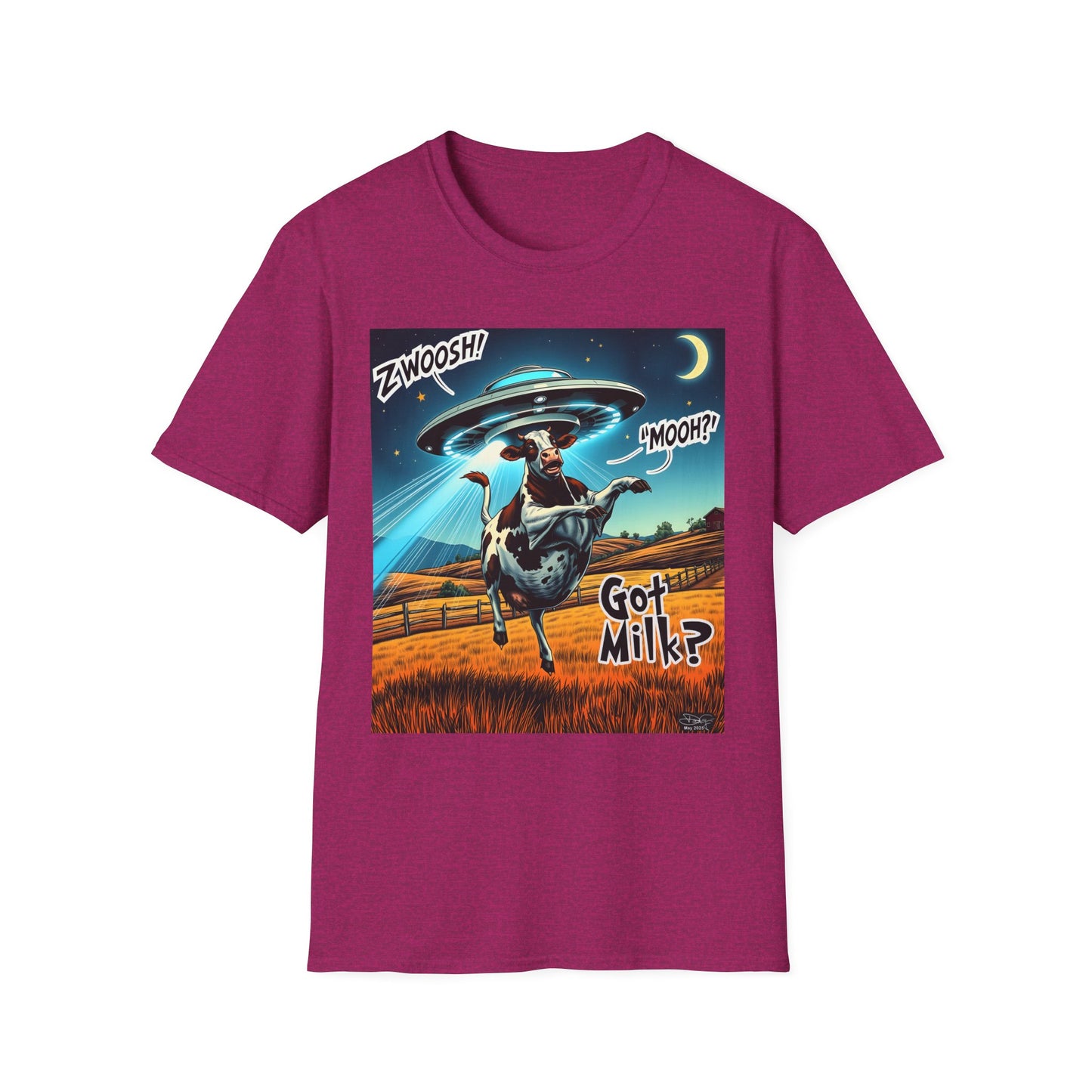 Funny Alien Cow T-Shirt - Got Milk? Unisex Soft style graphic Tee, UFO, galaxies, space, Blackhole, graphic design, png, sublimation