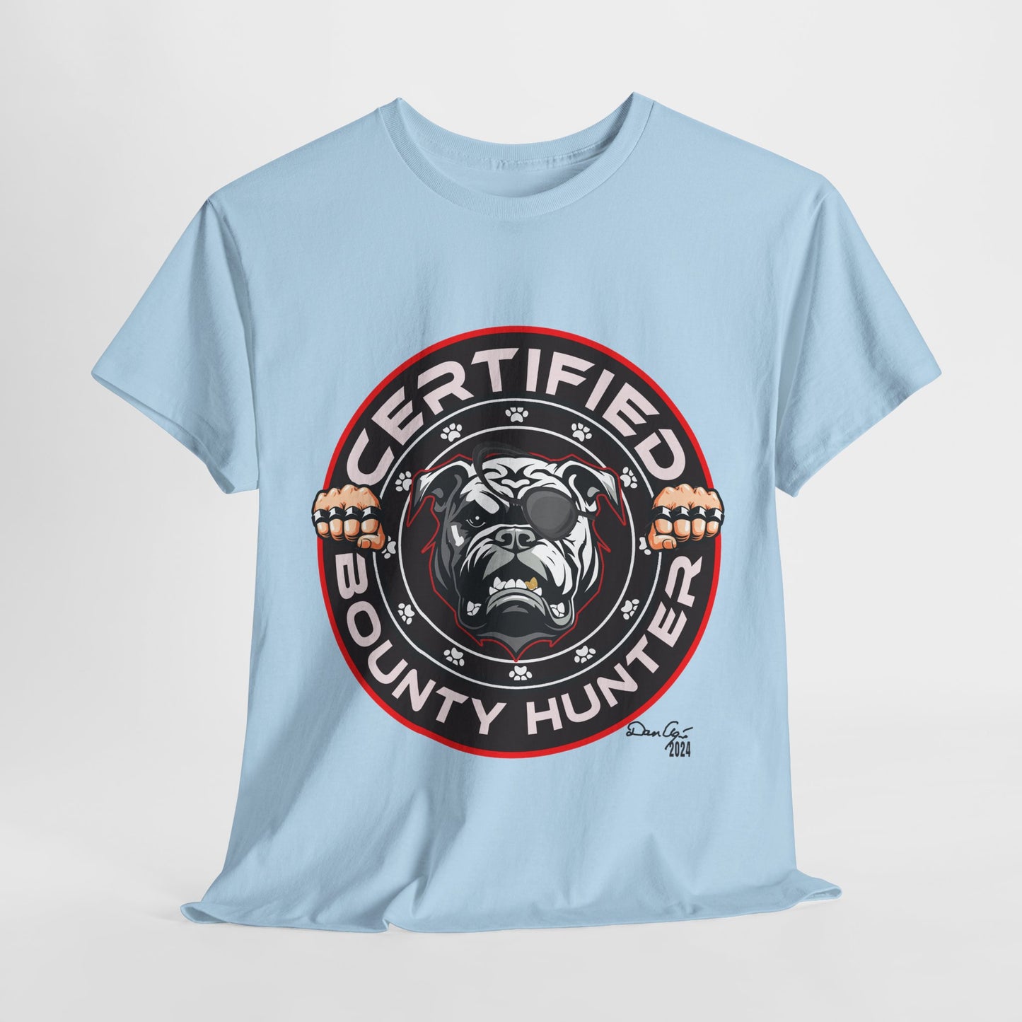 Certified Bounty Hunter, Unisex Heavy Cotton Tee, comedy, bulldog, print design, png, GraphicTees