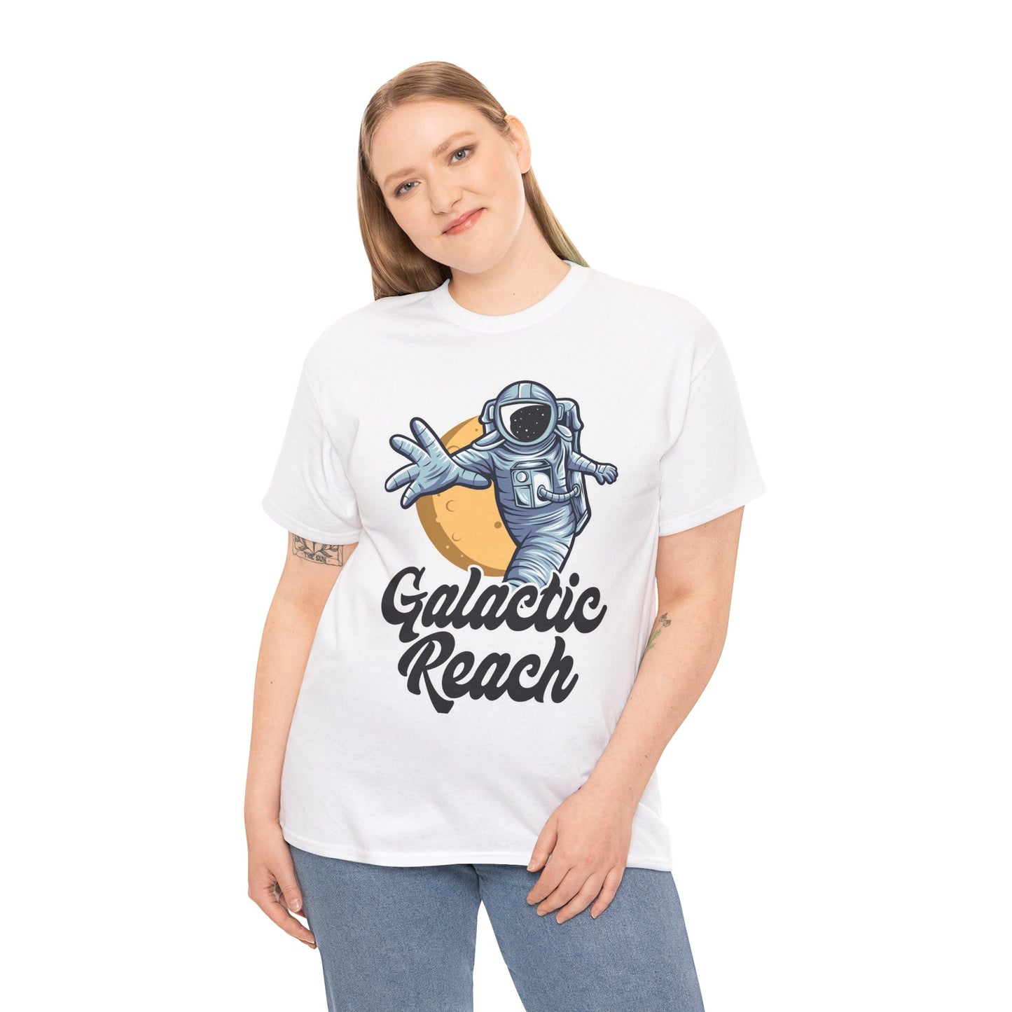 Galactic Reach, Astronaut, Unisex Heavy Cotton Tee, Express Delivery available, graphic design, png