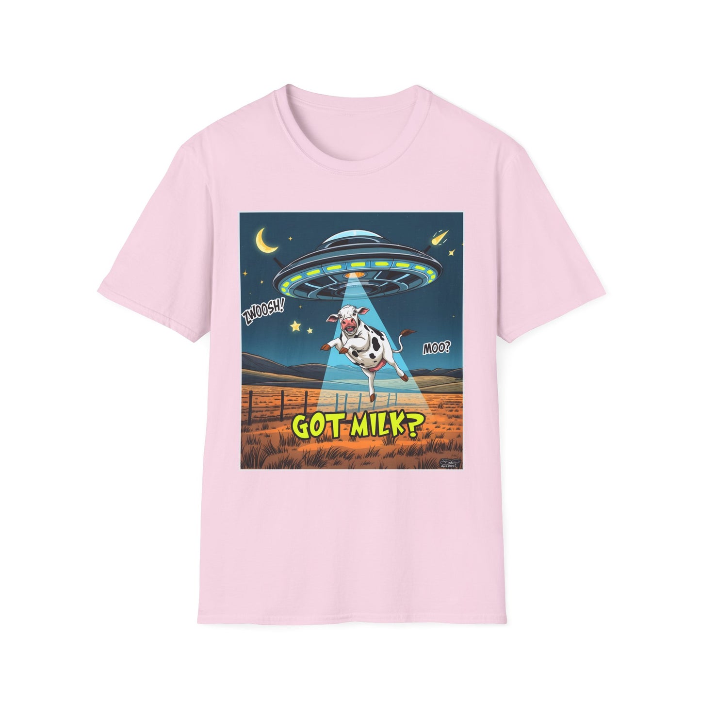 Got Milk? Cow UFO Unisex Softstyle T-Shirt – Fun Graphic Tee for Dairy Lovers, graphic tees, t-shirt, tshirt, graphic design, png