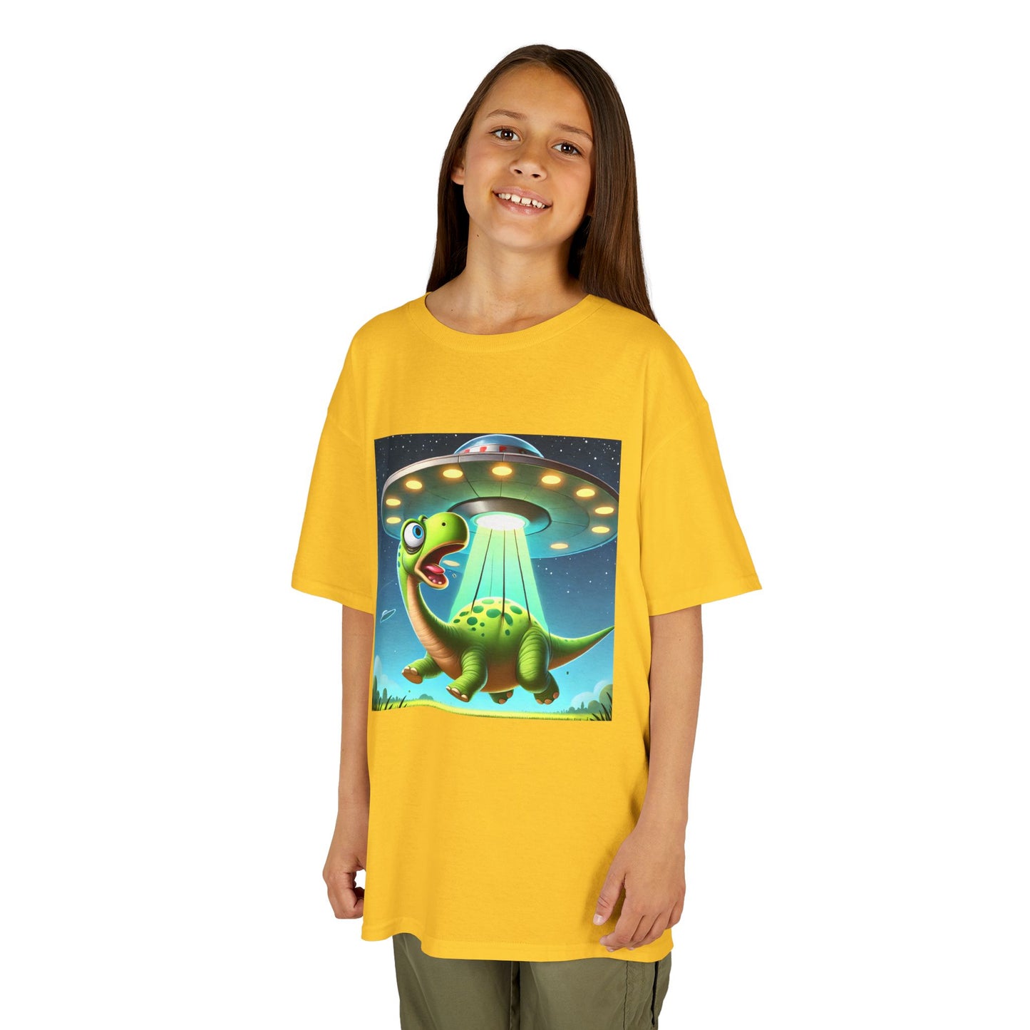 Dinosaur UFO Kids Tee, Fun Graphic Shirt for Boys and Girls, Perfect for Birthdays, Parties, Casual Wear, Gifts, tshirt, t-shirt