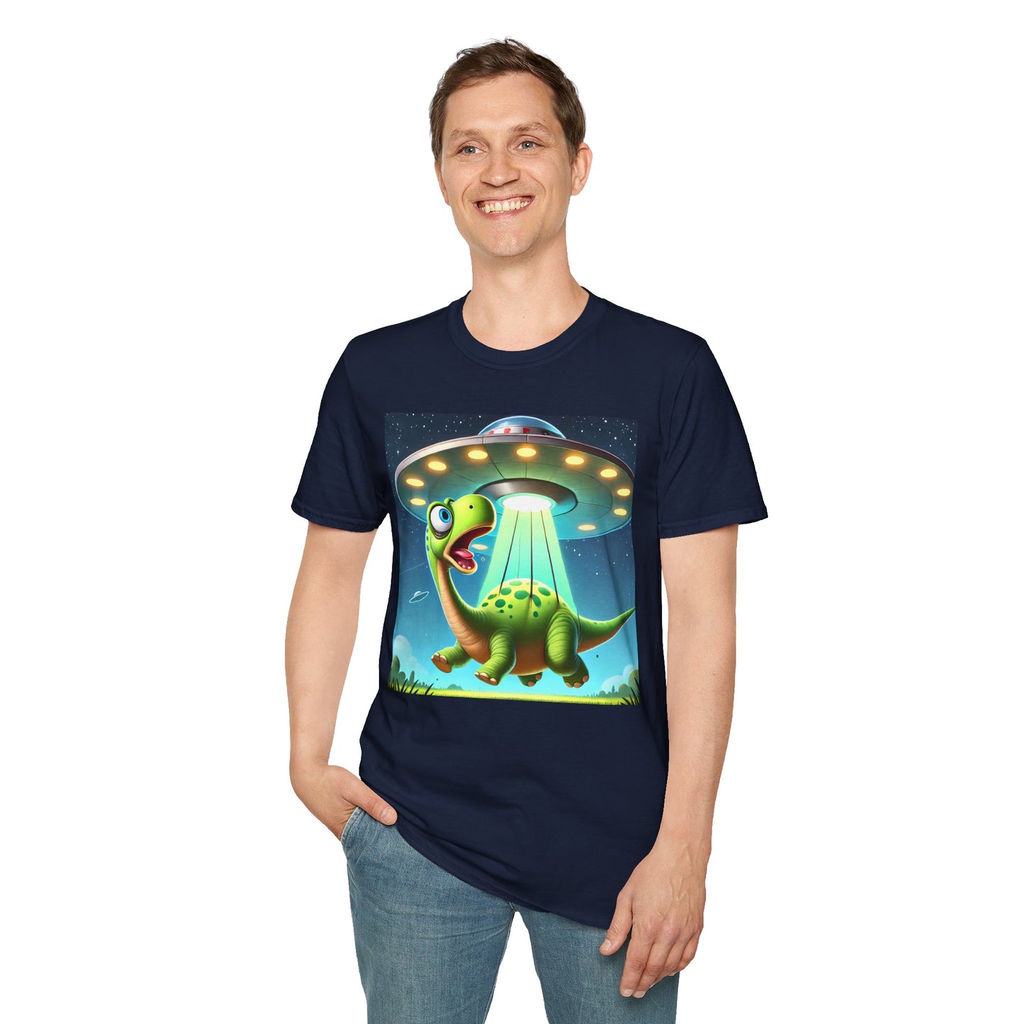 Cute Alien Dinosaur Unisex T-Shirt, Fun Graphic Tee, Kids & Adults, Space Theme, Playful Gift Idea, Birthday, Casual Wear