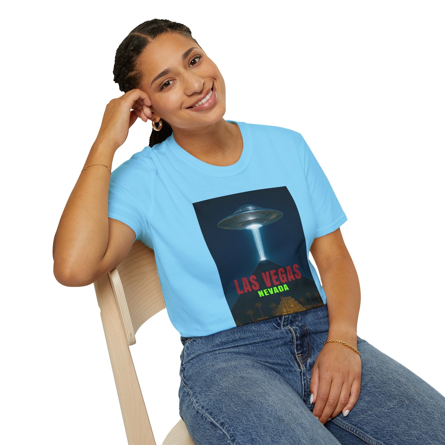 Luxor UFO, Las Vegas UFO Unisex Softstyle T-Shirt - Retro Nevada Design, graphic design, t-shirts, tshirts, tees, GraphicTees, png