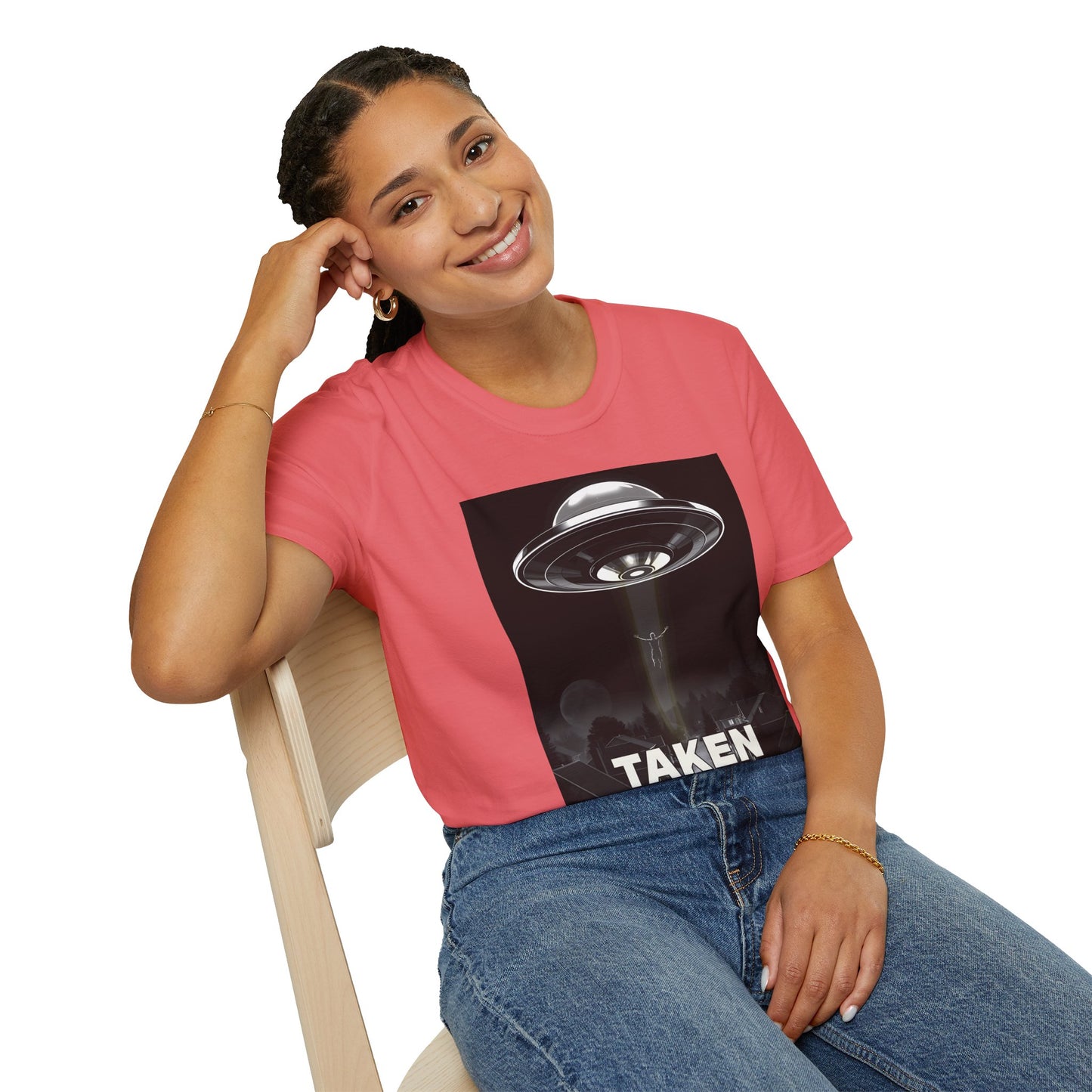Taken 3, Alien Theme Unisex Softstyle T-Shirt, Fun Graphic Tee for UFO Lovers, Great for Casual Wear, Gifts for Sci-Fi Fans, Cool Shirt