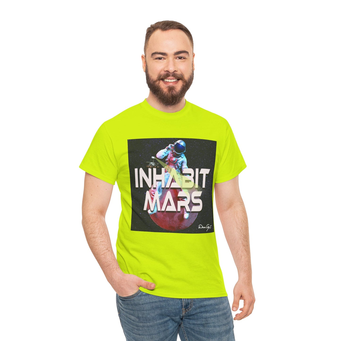 Inhabit Mars, Unisex Heavy Cotton Tee, Space, SpaceX, Universe, UFO, multiverse, graphic design, png, graphic design, t-shirts, tee
