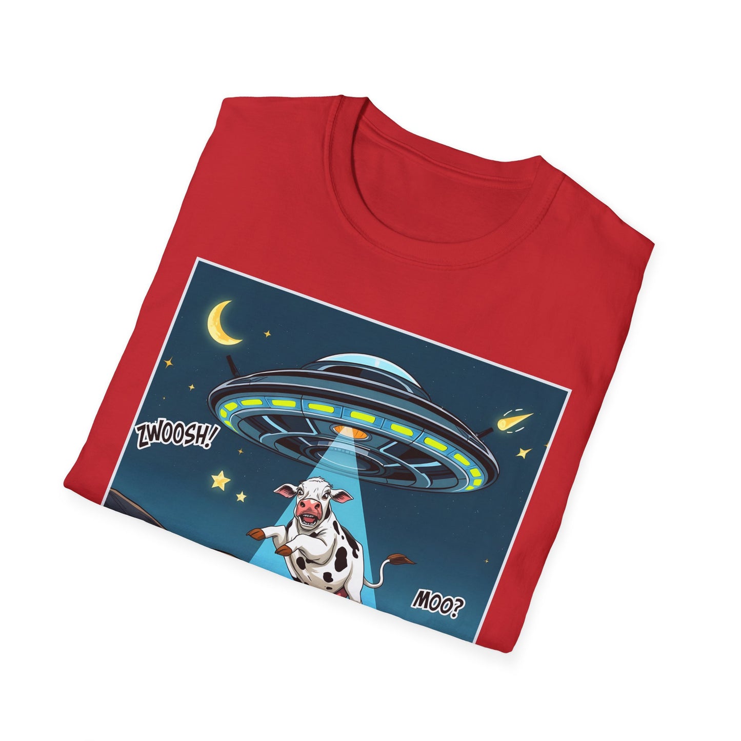 Got Milk? Cow UFO Unisex Softstyle T-Shirt – Fun Graphic Tee for Dairy Lovers, graphic tees, t-shirt, tshirt, graphic design, png