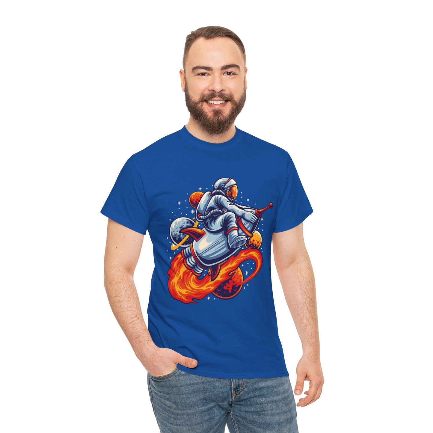 Retro Space Explorer Unisex Heavy Cotton Tee, graphic designed, tees, t-shirt, t-shirts, png