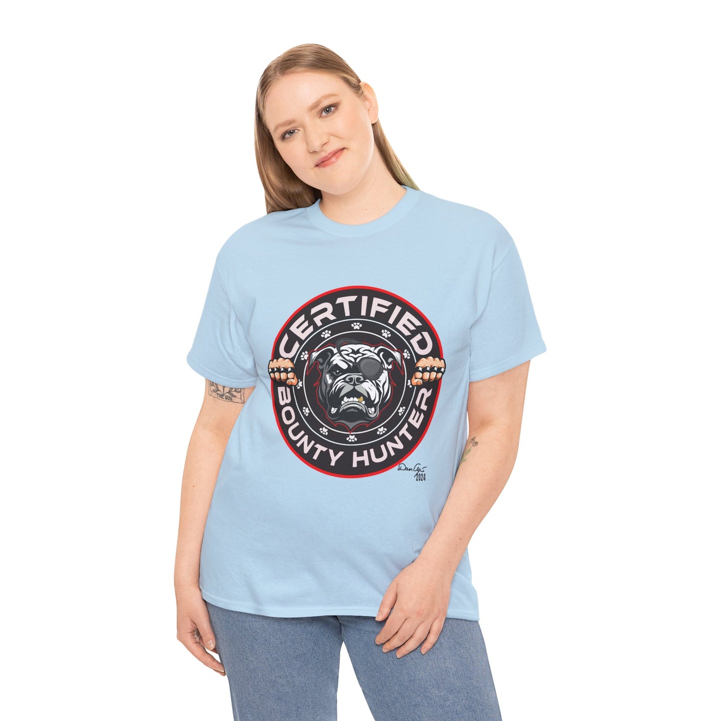 Certified Bounty Hunter, Unisex Heavy Cotton Tee, comedy, bulldog, print design, png, GraphicTees