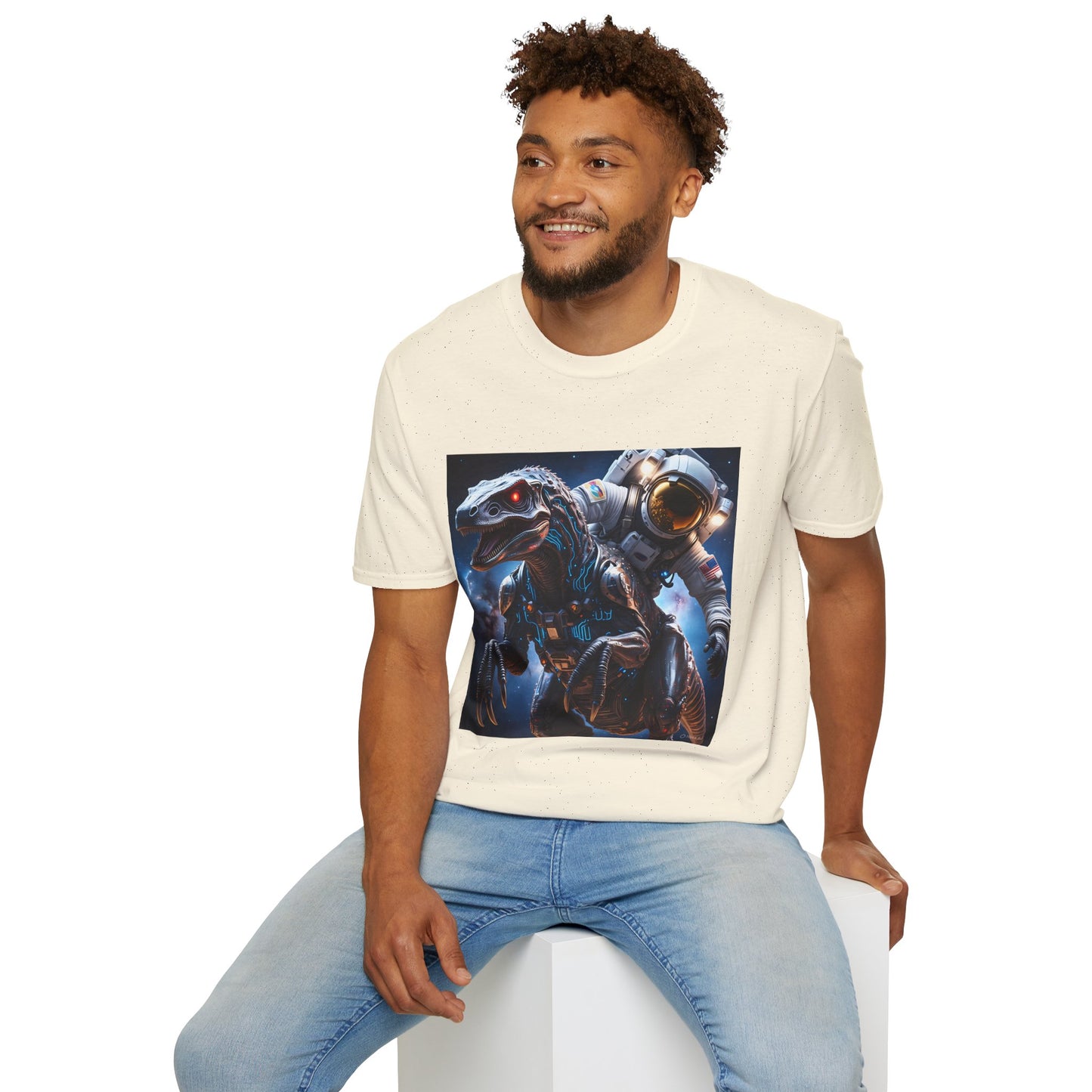 Space Dinosaur Unisex Softstyle T-Shirt, Fun Gift for Kids, Science Fiction Tee, Unique Graphic Shirt, Cool Outfit for Parties, t-shirt, tshirt, png