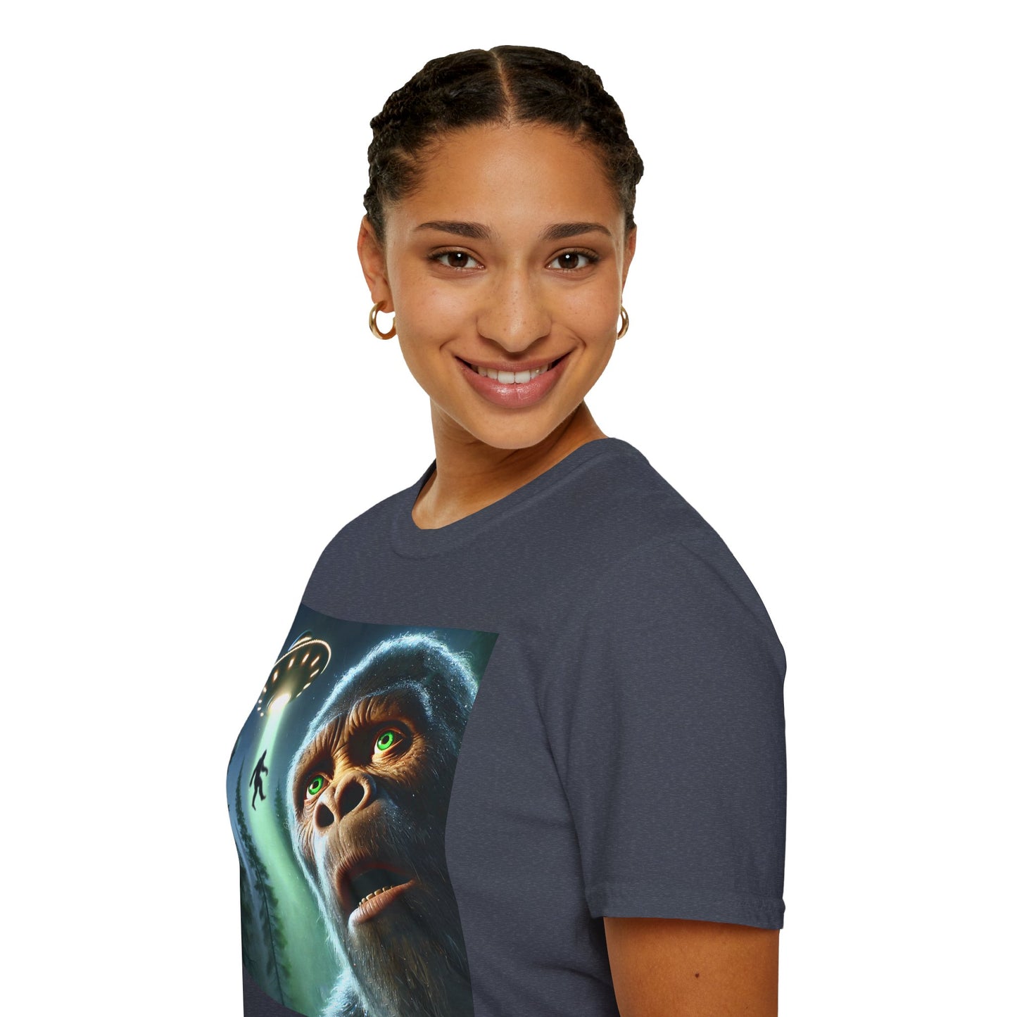 Bigfoot UFO Unisex T-Shirt, Funny Graphic Tee, Gift for Alien Lovers, Unique Summer Shirt, Casual Everyday Wear, t-shirt, tshirts, party
