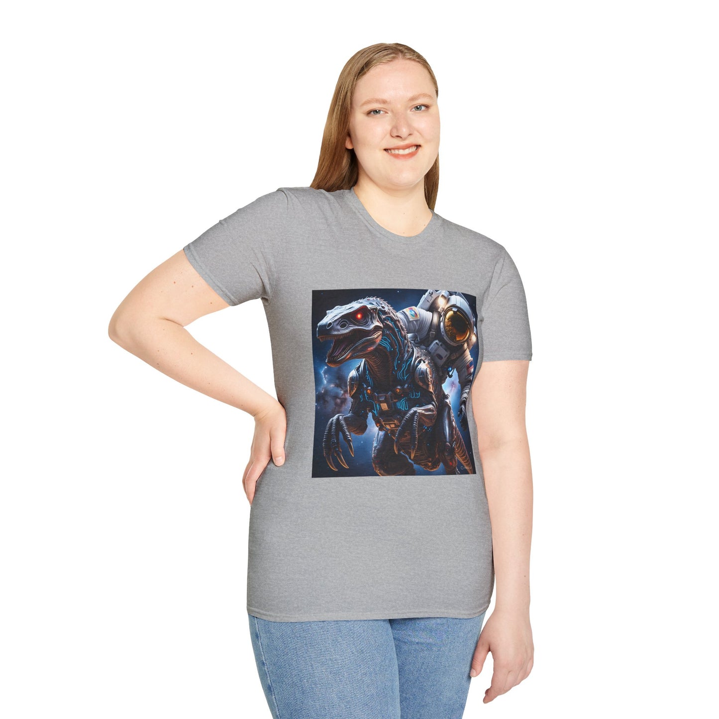Space Dinosaur Unisex Softstyle T-Shirt, Fun Gift for Kids, Science Fiction Tee, Unique Graphic Shirt, Cool Outfit for Parties, t-shirt, tshirt, png