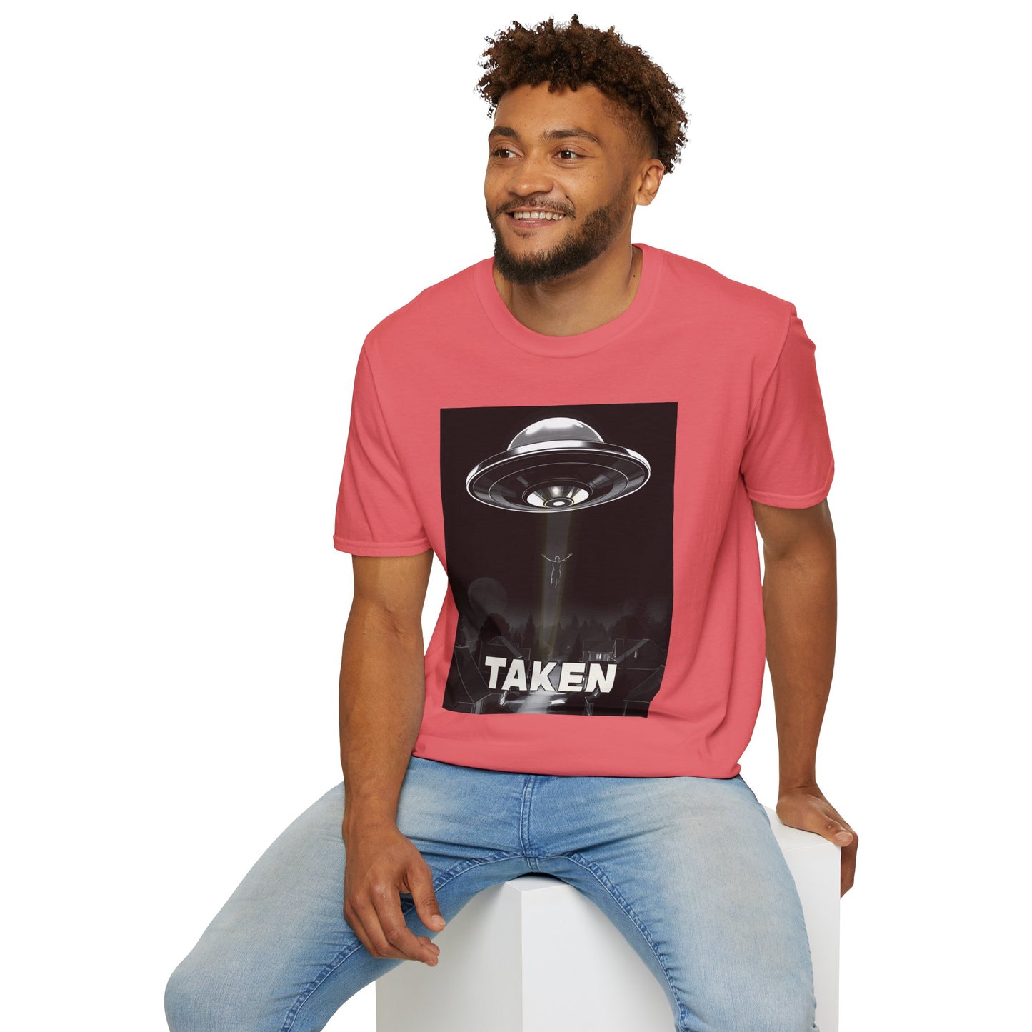 Taken 3, Alien Theme Unisex Softstyle T-Shirt, Fun Graphic Tee for UFO Lovers, Great for Casual Wear, Gifts for Sci-Fi Fans, Cool Shirt