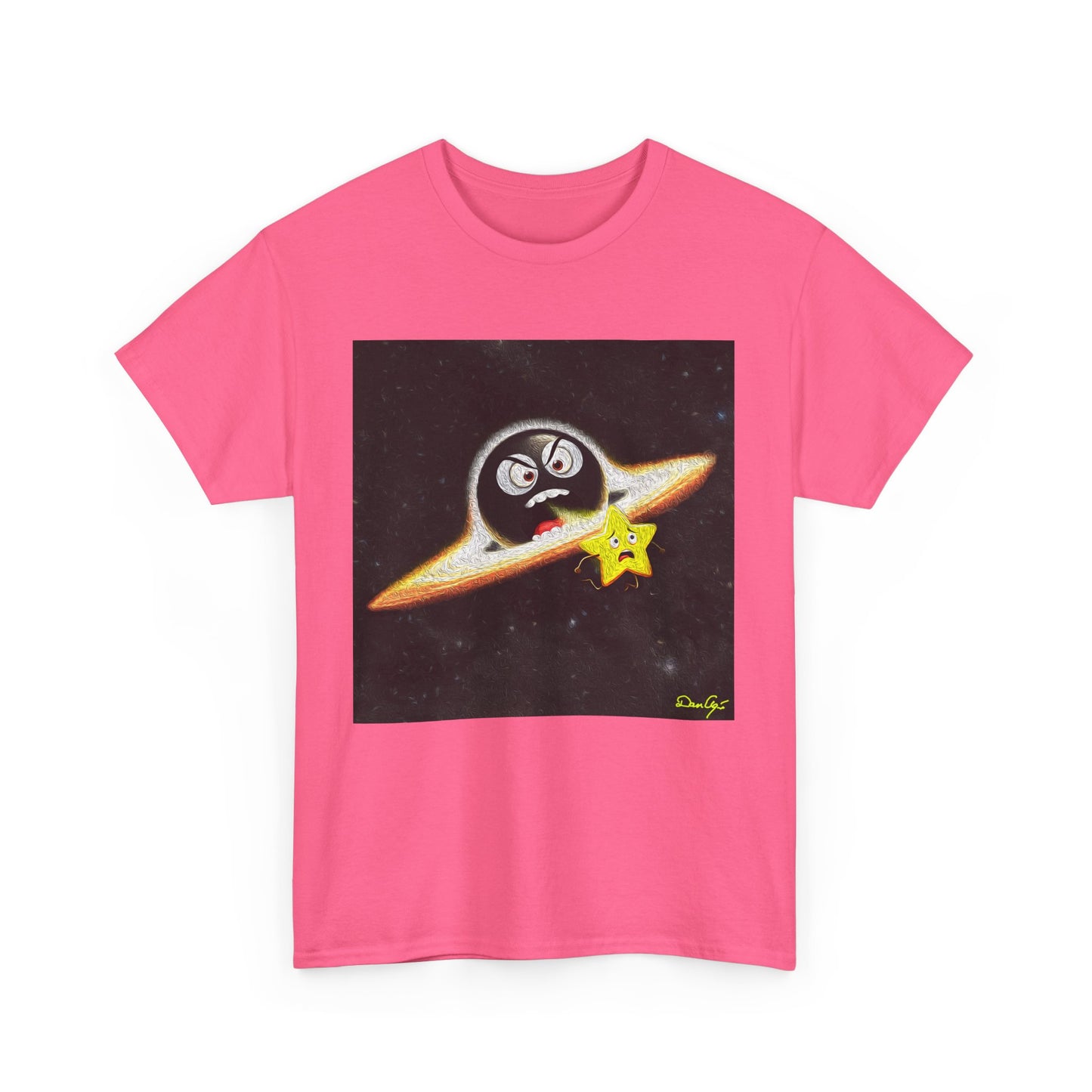 BlackHole Chasing Star, Space-Themed Unisex Heavy Cotton Tee with Cartoon Penguin Design, graphic design, png
