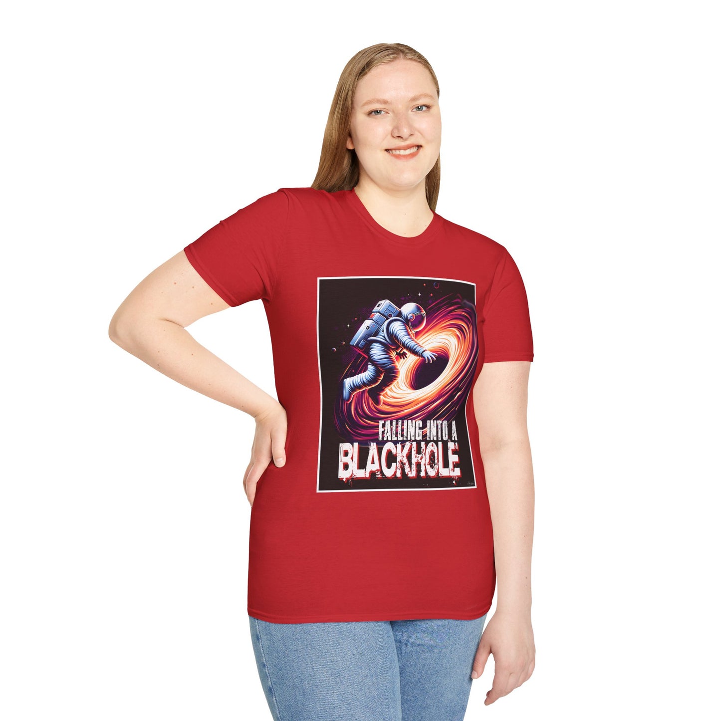 Falling Into a Blackhole Unisex Softstyle, T-Shirt, Space Lover Gift, Sci-Fi Tee, Astronomy Shirt, Creative Graphic T-Shirt, Gift Astronaut