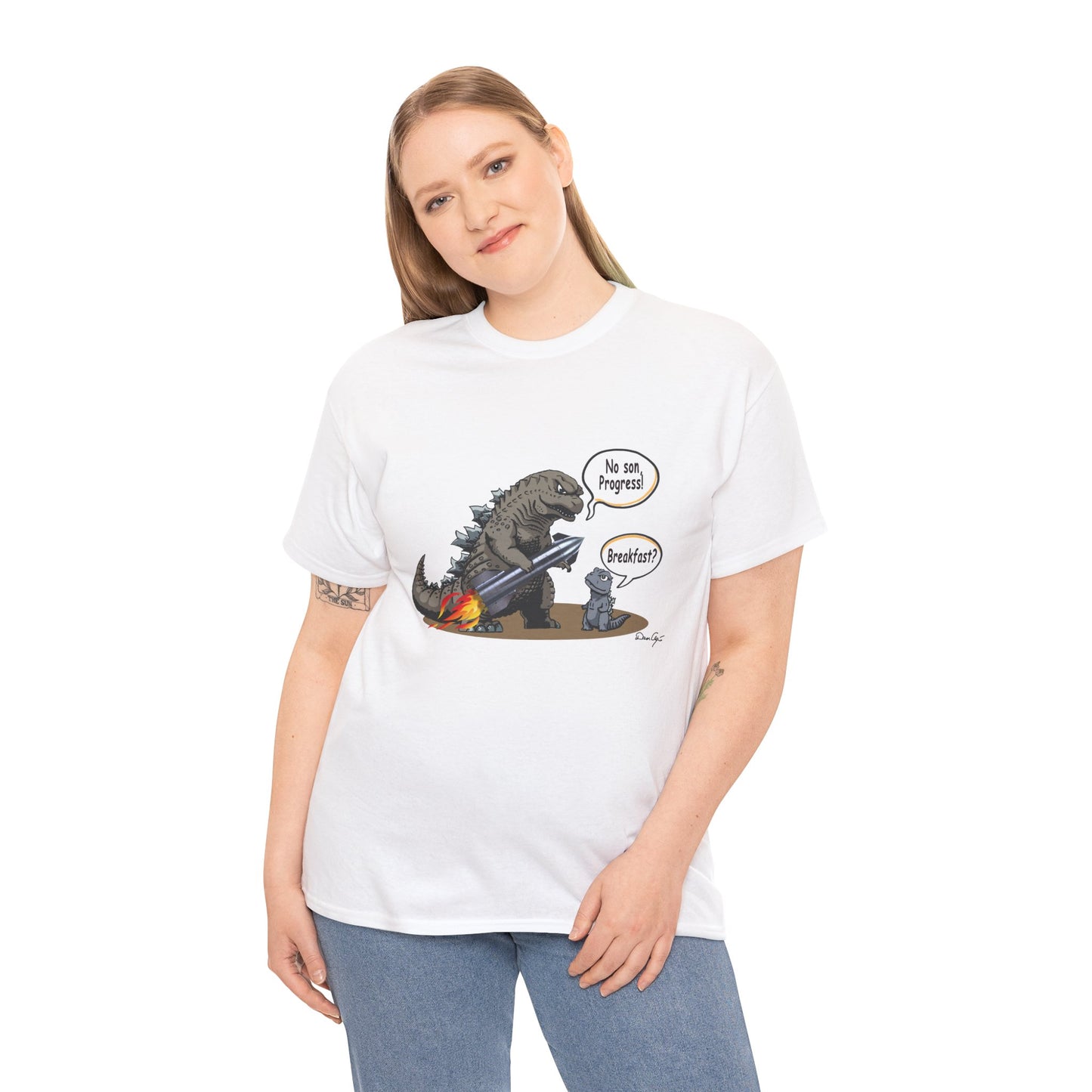 Godzilla, Son and SpaceX, Unisex Heavy Cotton Tee, print design, t-shirt, t-shirts, t-shirts, png, funny, cartoons, tee