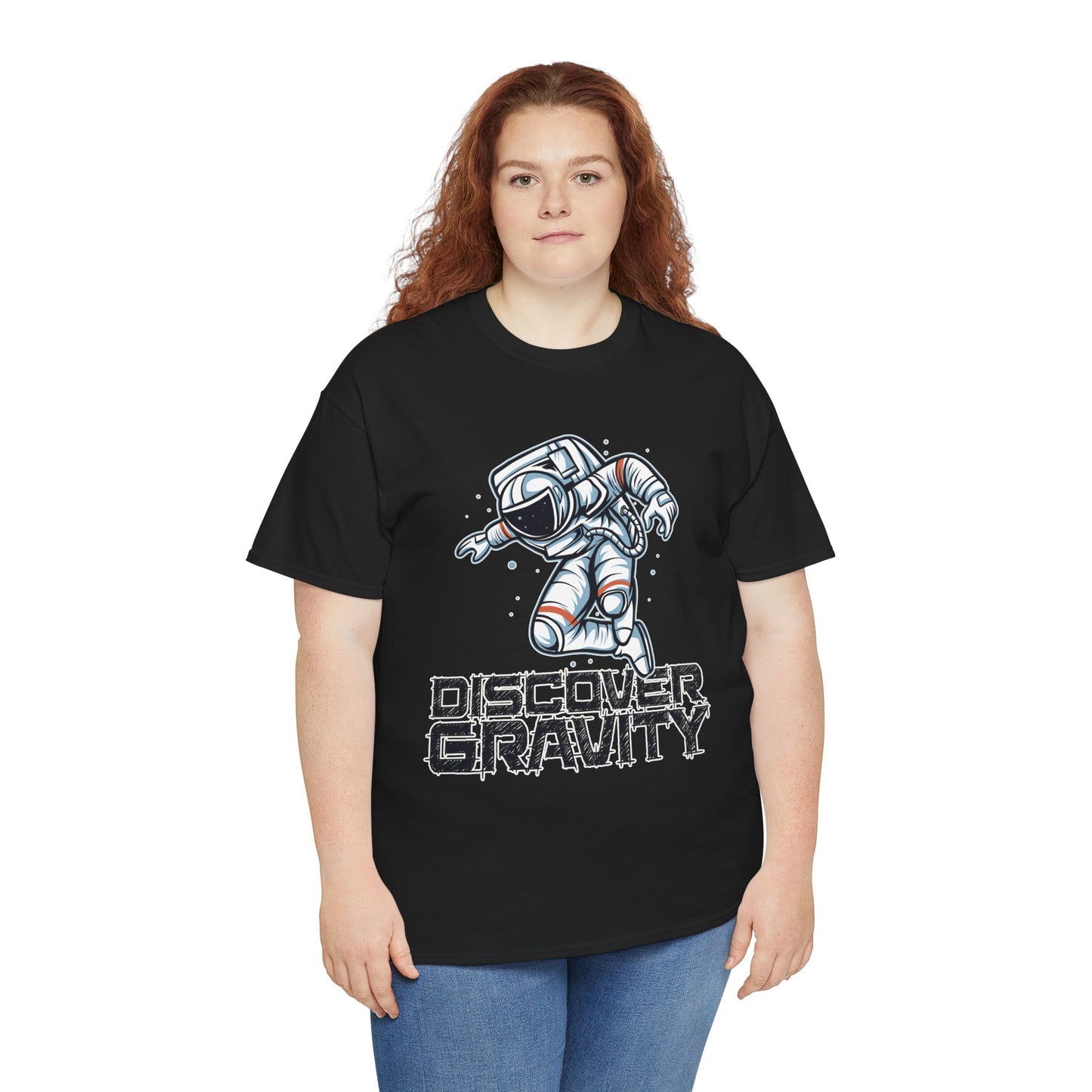 Discover Gravity. Unisex Heavy Cotton Tee - Fun Astronaut, Astronomy Graphic Tee - Unisex graphic design, png Express Delivery available