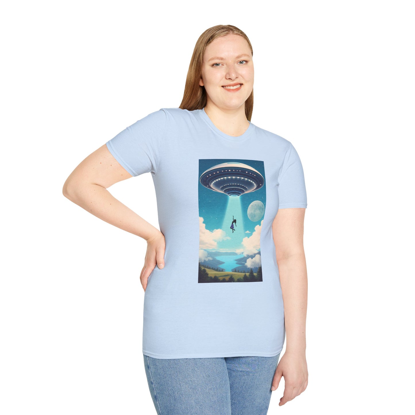 Cosmic Abduction Unisex T-Shirt | Space Alien Tee, UFO Graphic Shirt, Sci-Fi Fan Gift, Casual Style, Cool Vintage Look