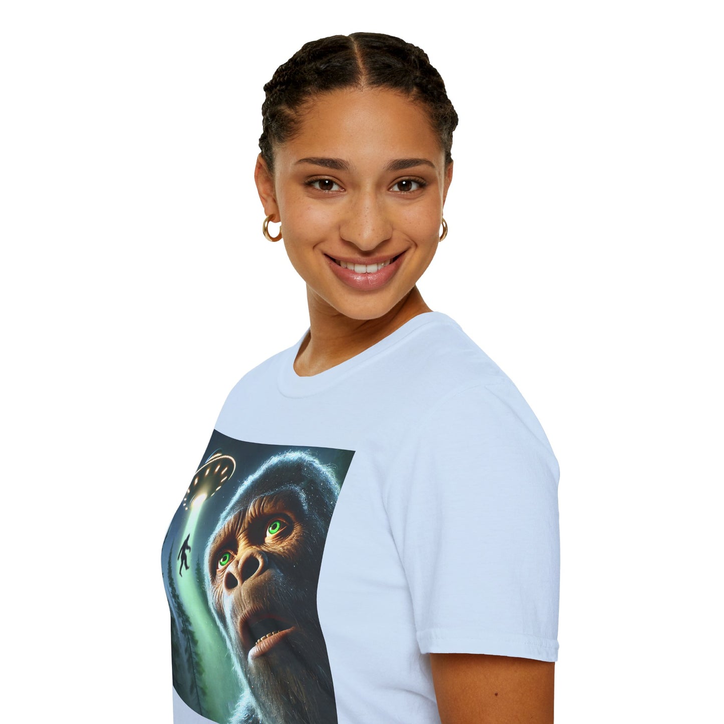 Bigfoot UFO Unisex T-Shirt, Funny Graphic Tee, Gift for Alien Lovers, Unique Summer Shirt, Casual Everyday Wear, t-shirt, tshirts, party