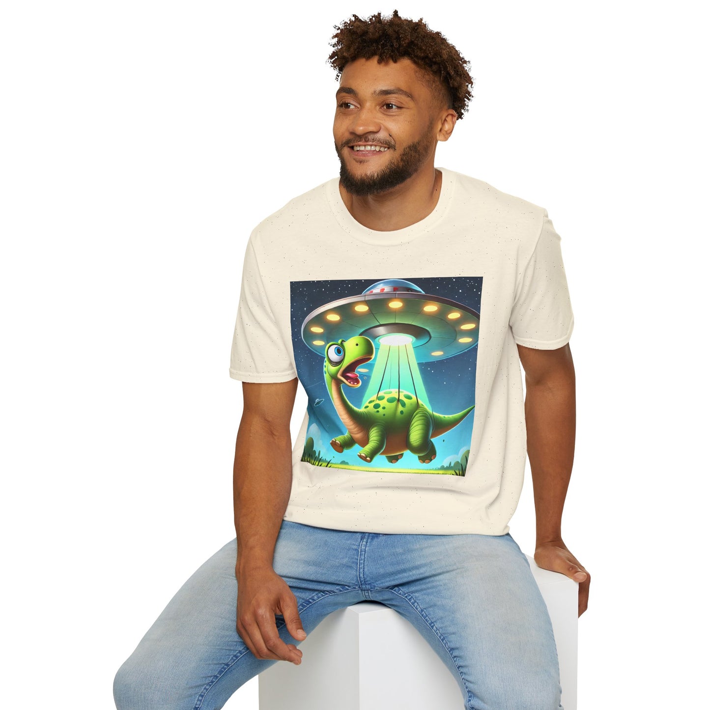 Cute Alien Dinosaur Unisex T-Shirt, Fun Graphic Tee, Kids & Adults, Space Theme, Playful Gift Idea, Birthday, Casual Wear