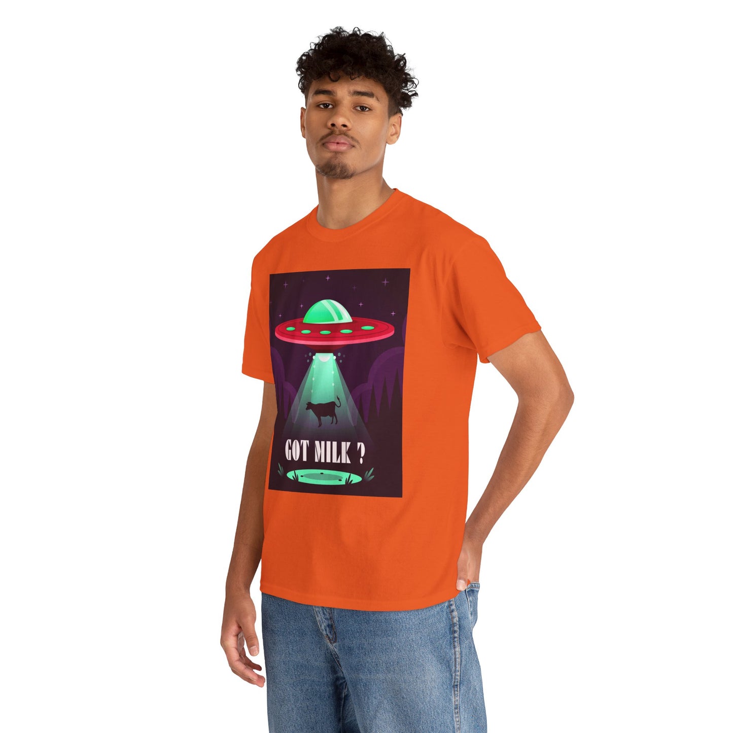 Got Milk? Unisex Heavy Cotton Tee, UFO abduction, comedy, funny, t-shirt, t-shirt, graphic design, tee, png