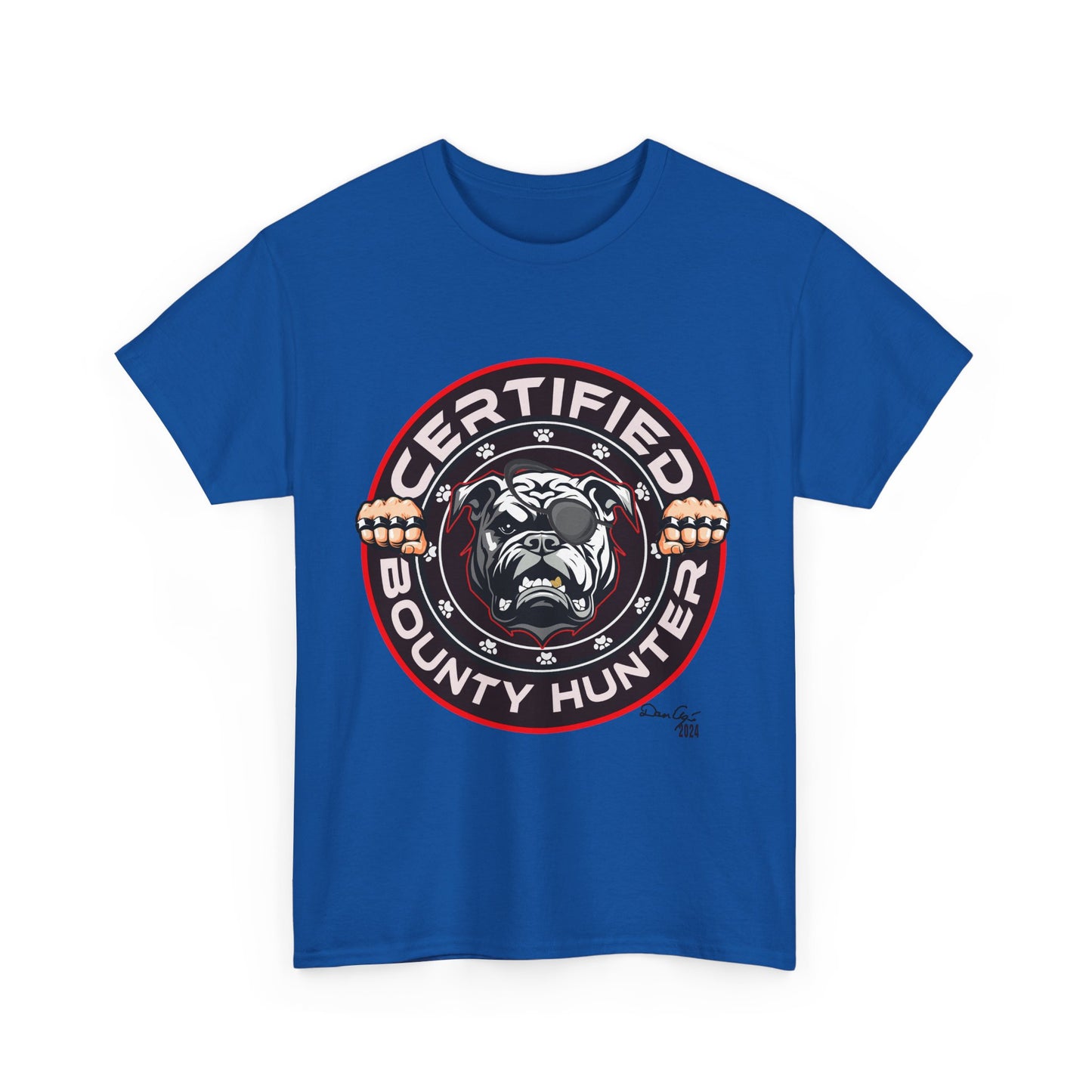 Certified Bounty Hunter, Unisex Heavy Cotton Tee, comedy, bulldog, print design, png, GraphicTees