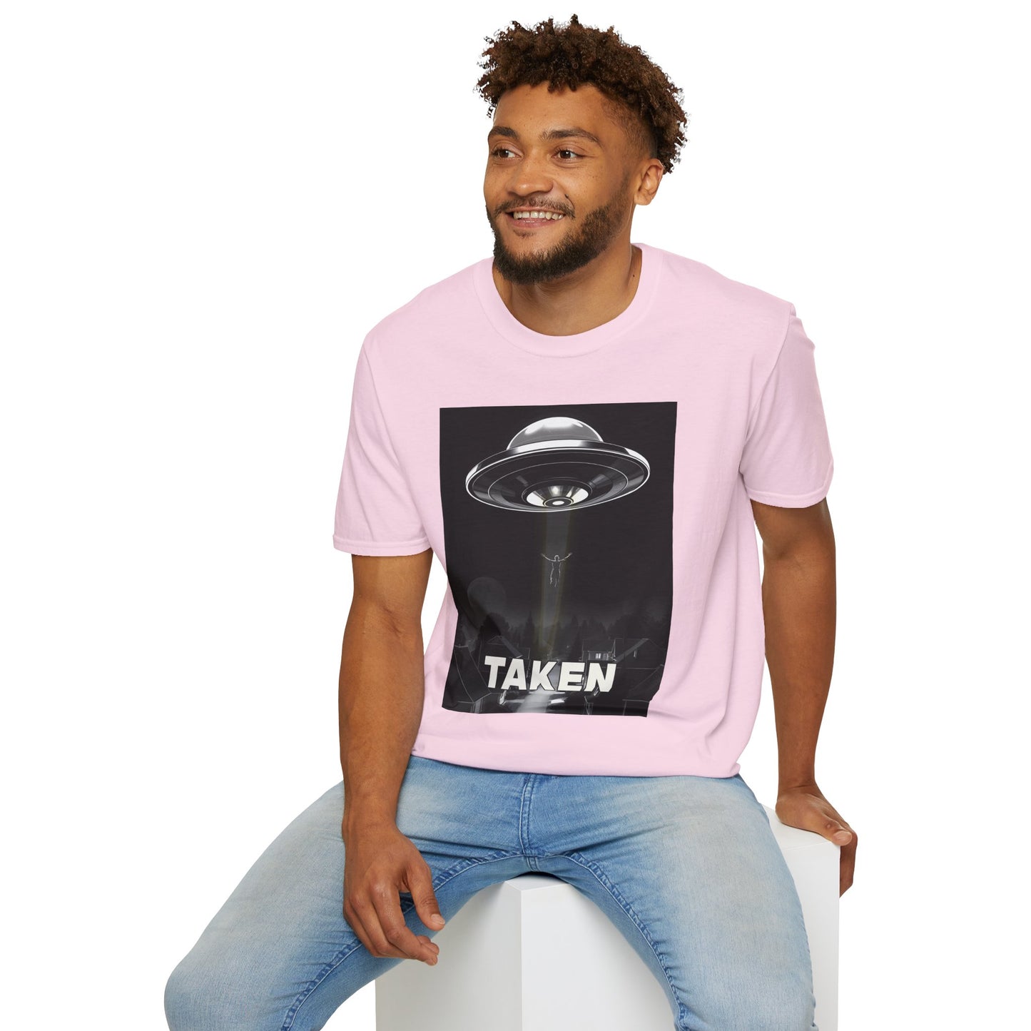 Taken 3, Alien Theme Unisex Softstyle T-Shirt, Fun Graphic Tee for UFO Lovers, Great for Casual Wear, Gifts for Sci-Fi Fans, Cool Shirt