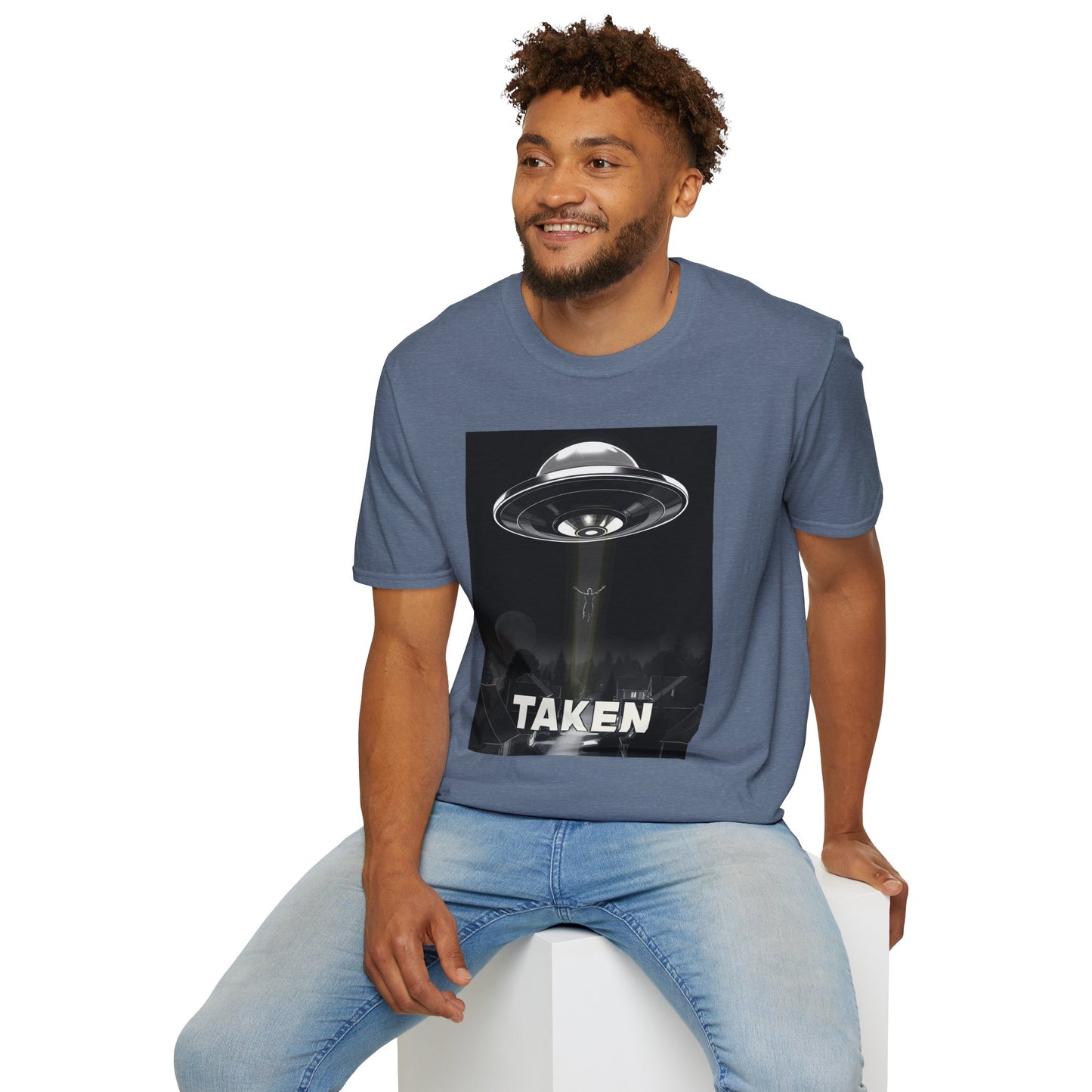 Taken 3, Alien Theme Unisex Softstyle T-Shirt, Fun Graphic Tee for UFO Lovers, Great for Casual Wear, Gifts for Sci-Fi Fans, Cool Shirt