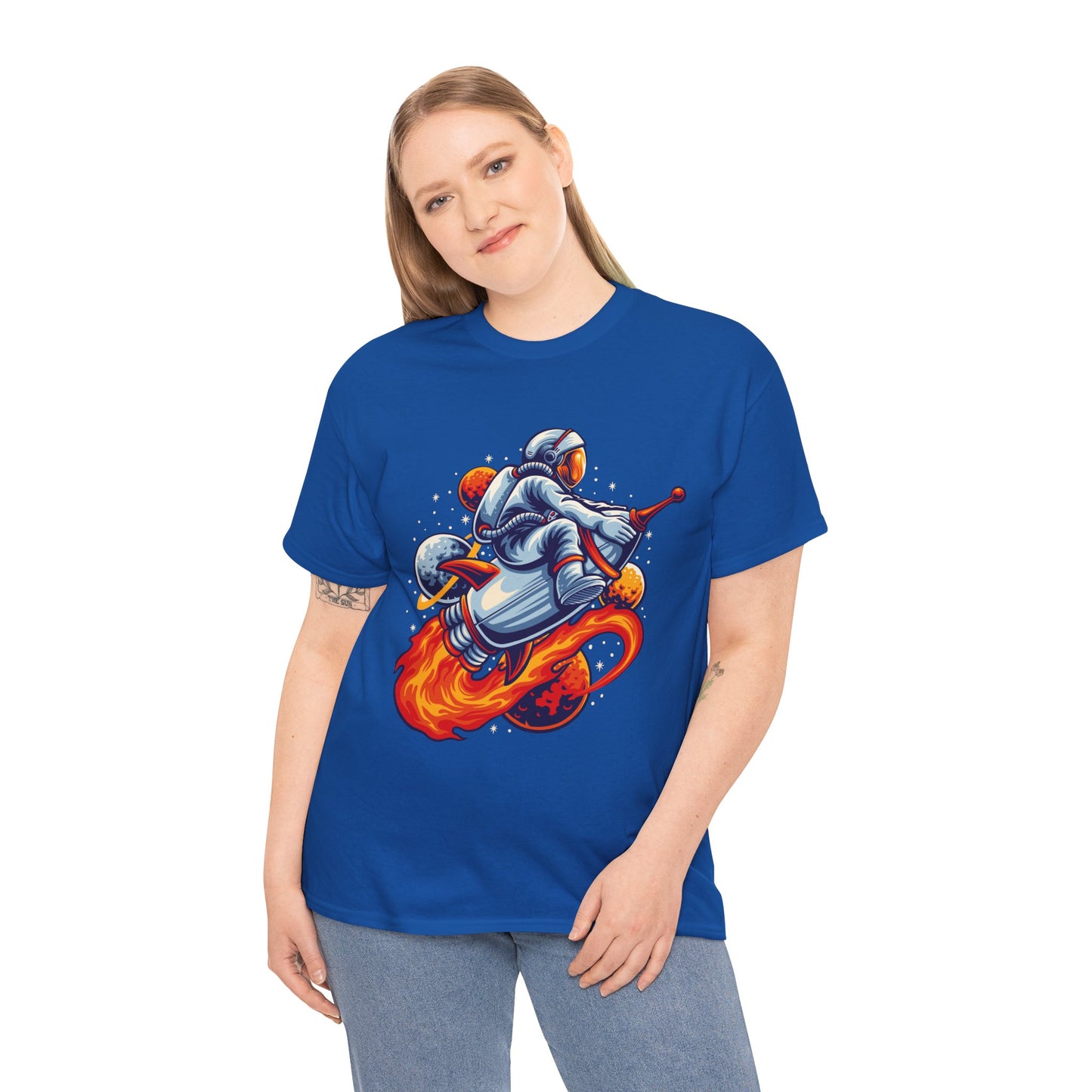 Retro Space Explorer Unisex Heavy Cotton Tee, graphic designed, tees, t-shirt, t-shirts, png